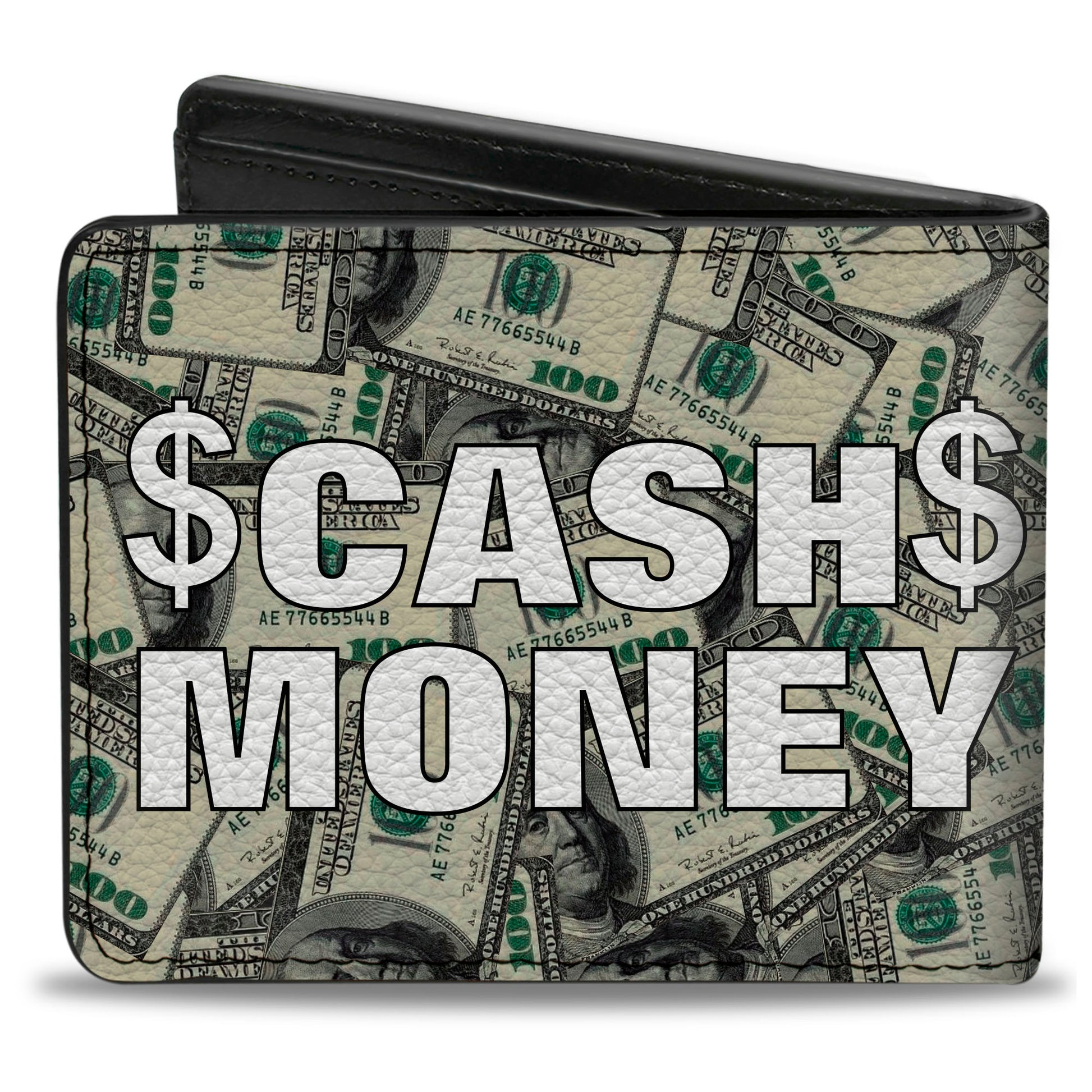 Bi-Fold Wallet - CASH MONEY $ Dollars White Bi-Fold Wallets Buckle-Down