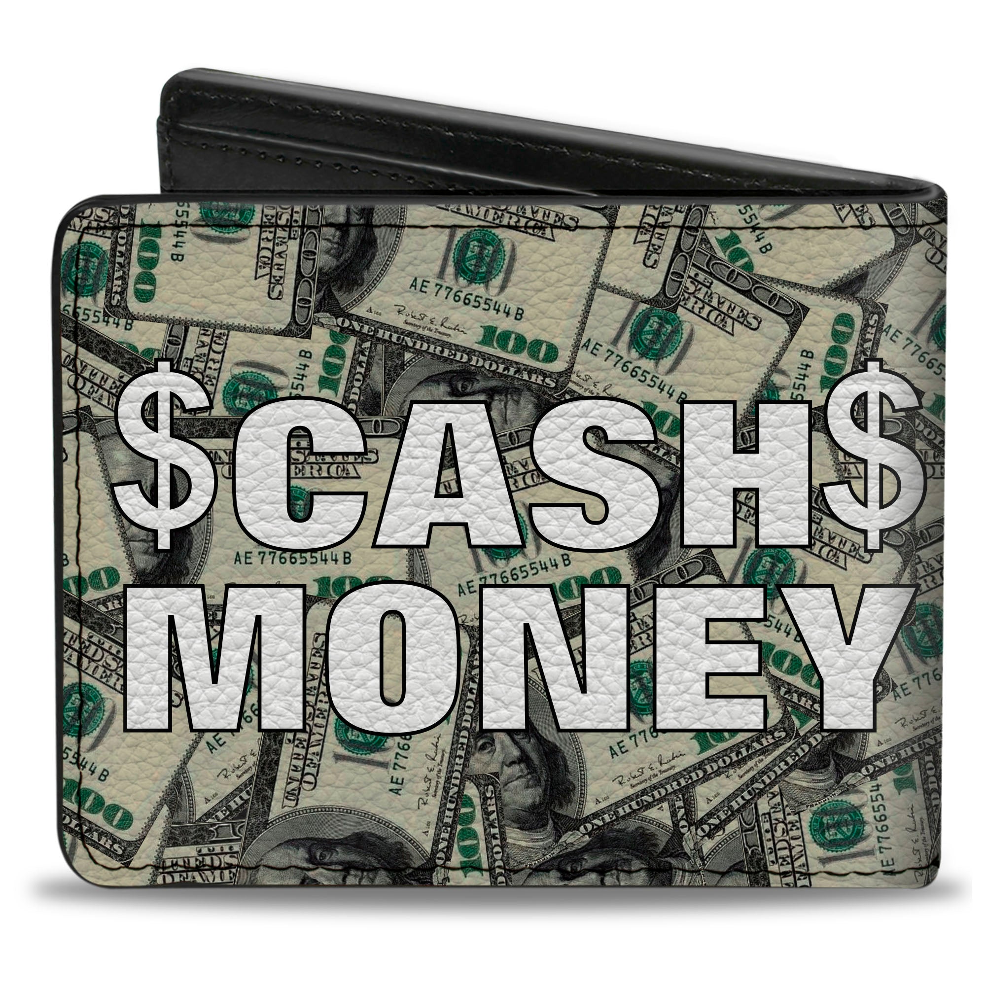 Bi-Fold Wallet - CASH MONEY $ Dollars White Bi-Fold Wallets Buckle-Down
