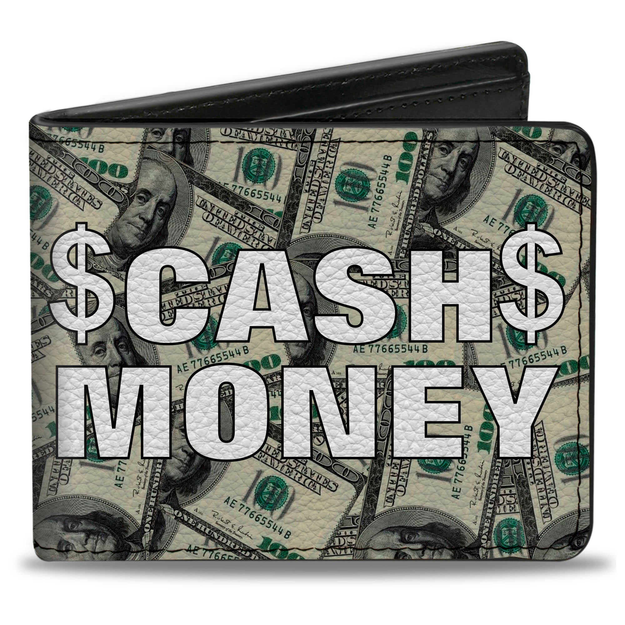 Bi-Fold Wallet - CASH MONEY $ Dollars White Bi-Fold Wallets Buckle-Down