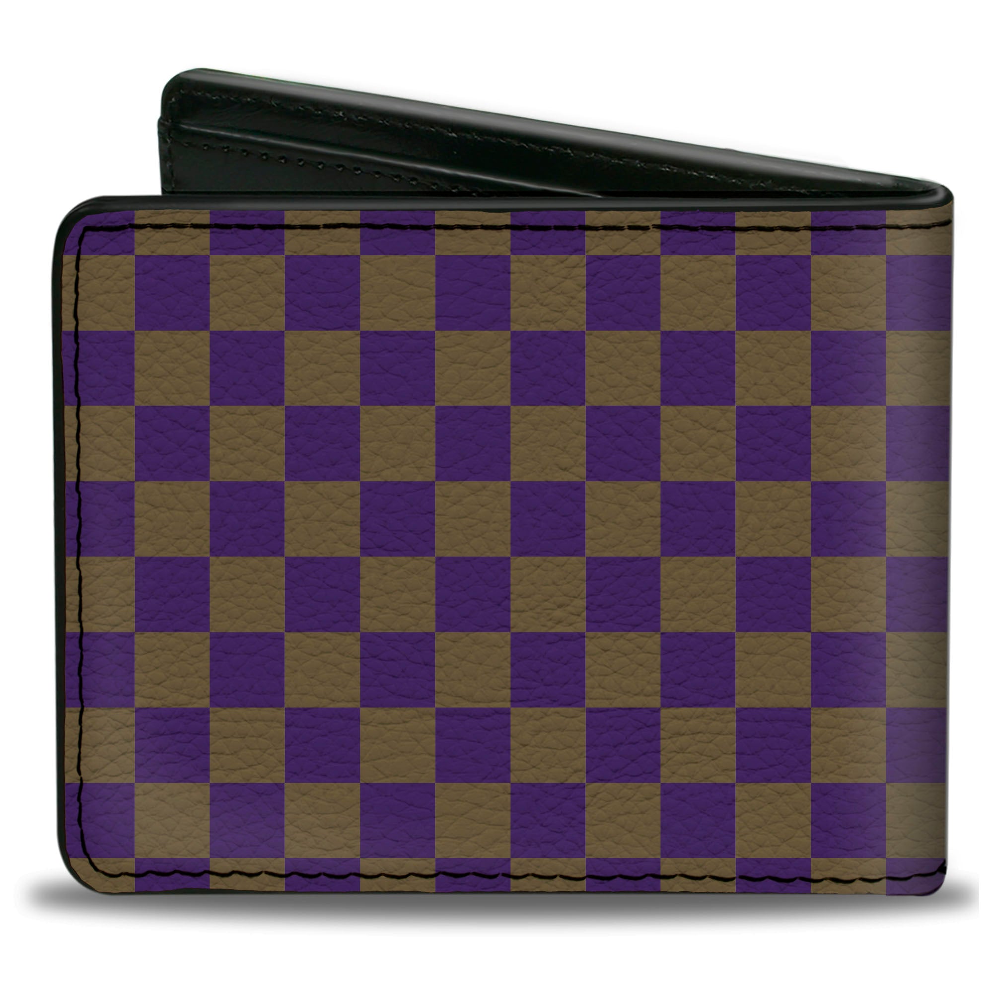 Bi-Fold Wallet - Checker Purple Gold Bi-Fold Wallets Buckle-Down