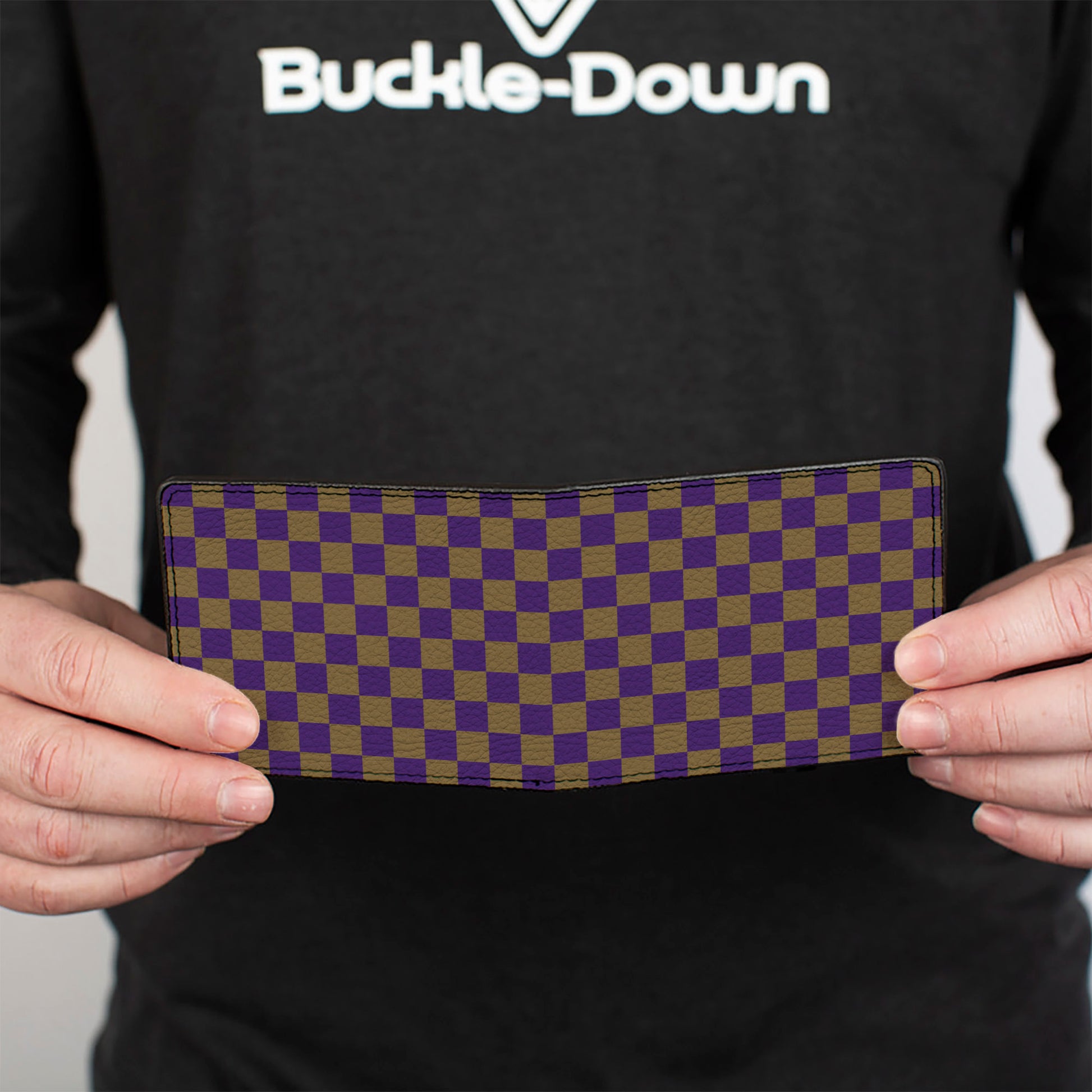 Bi-Fold Wallet - Checker Purple Gold Bi-Fold Wallets Buckle-Down