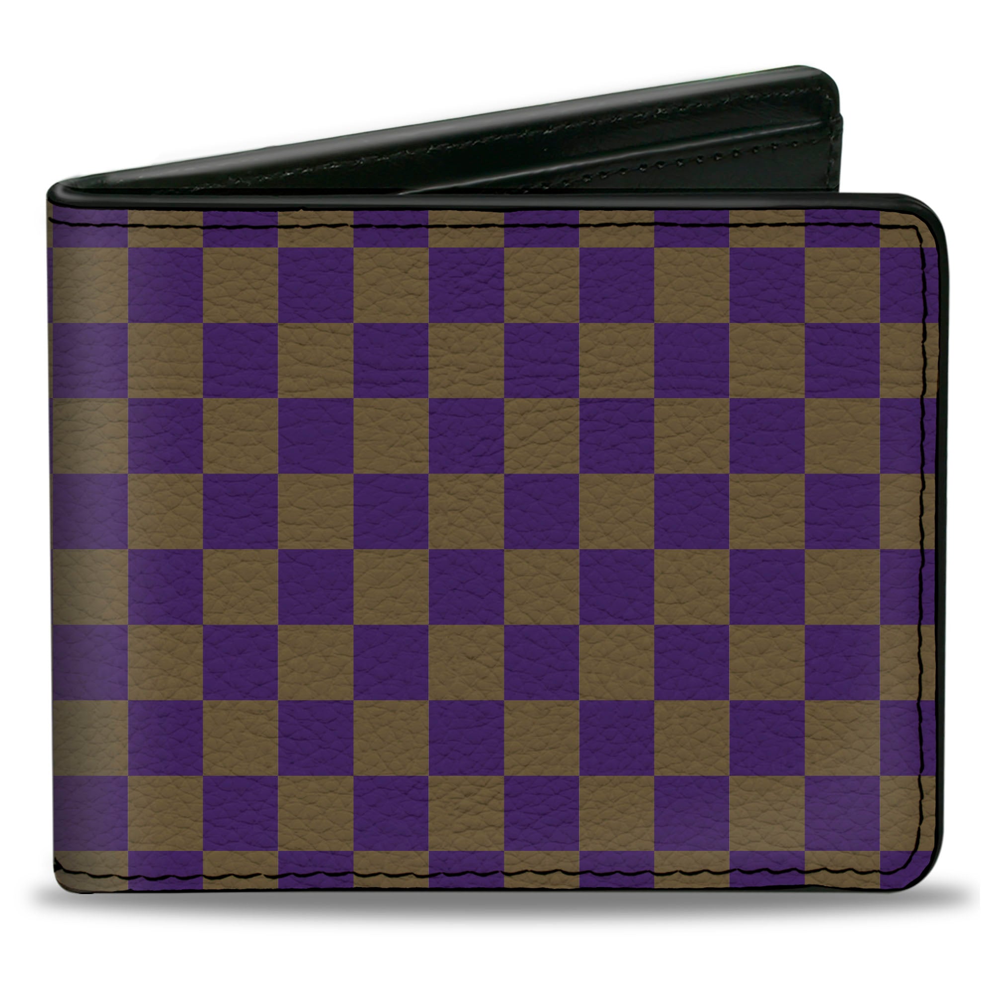 Bi-Fold Wallet - Checker Purple Gold Bi-Fold Wallets Buckle-Down