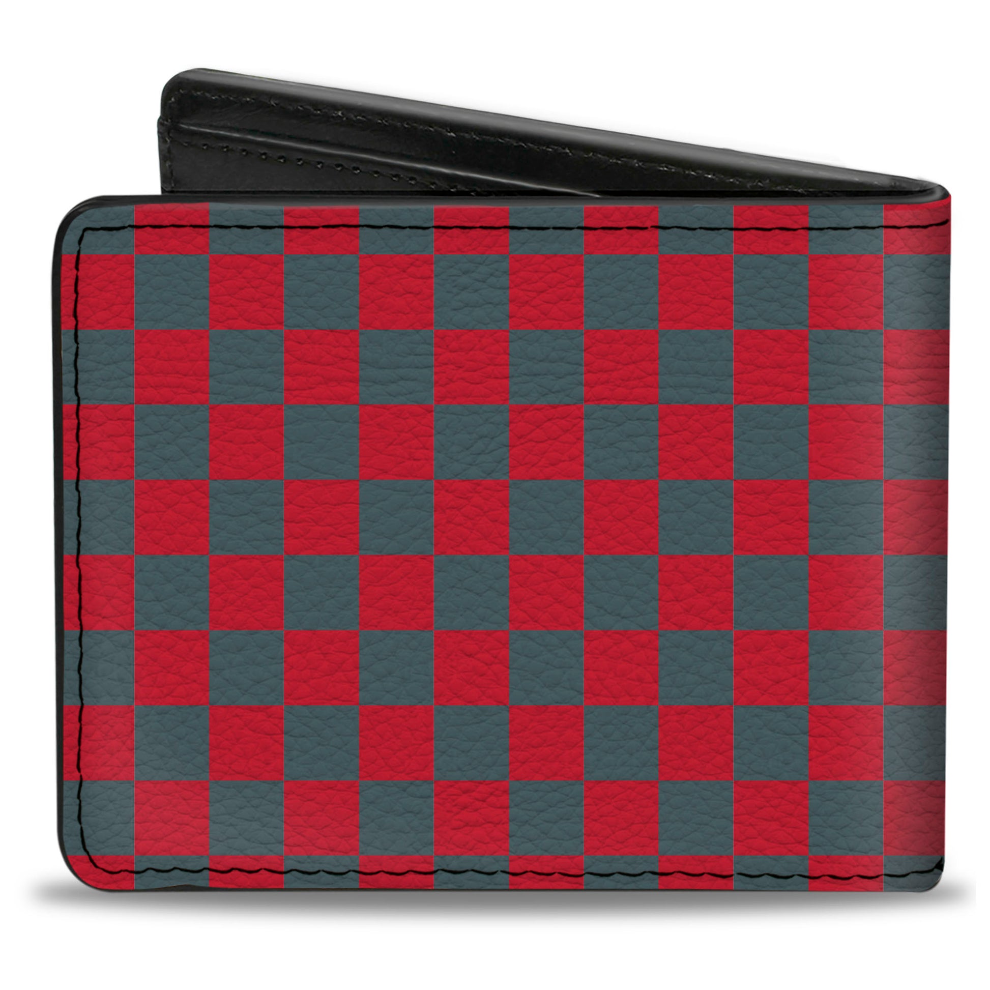 Bi-Fold Wallet - Checker Crimson Red Gray Bi-Fold Wallets Buckle-Down