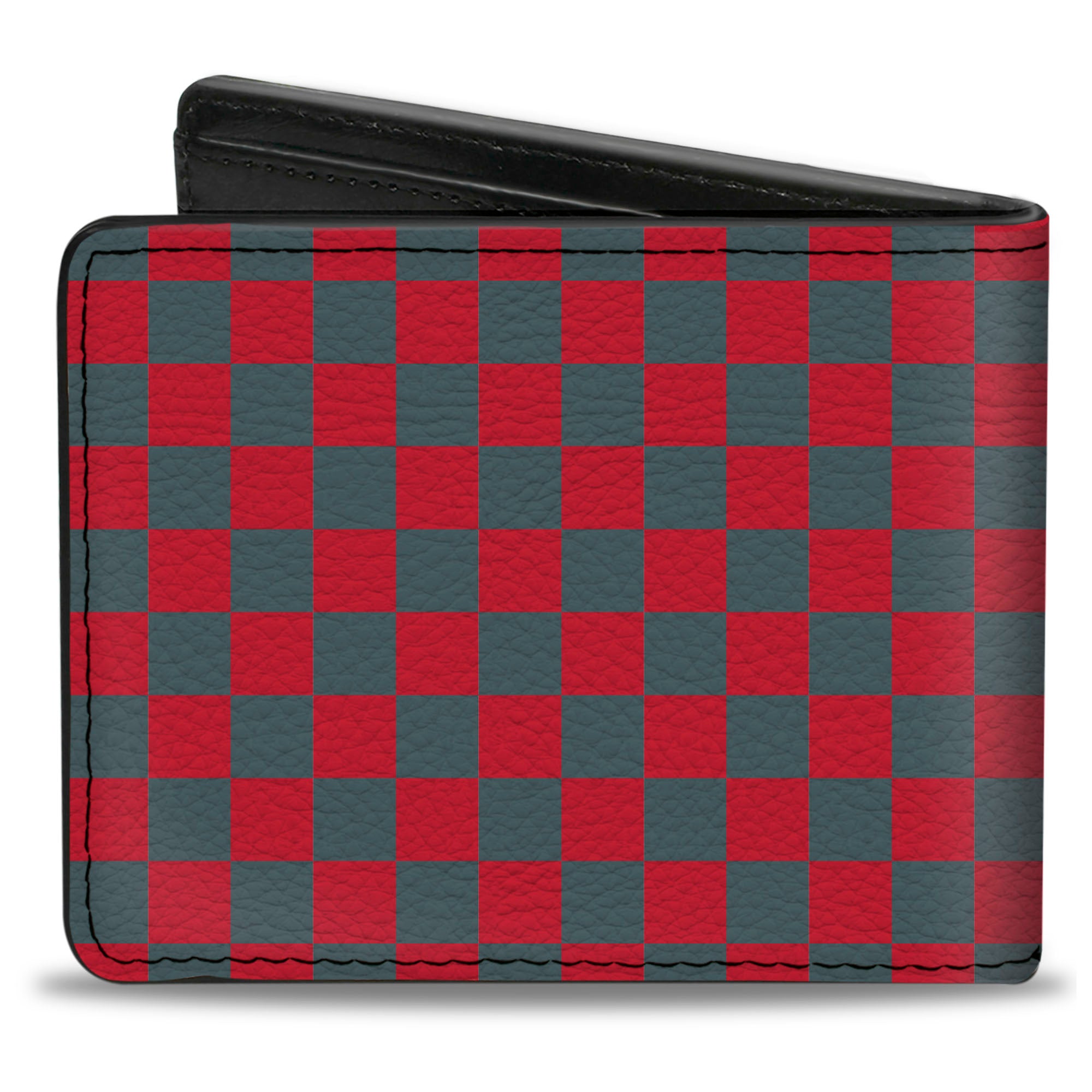 Bi-Fold Wallet - Checker Crimson Red Gray Bi-Fold Wallets Buckle-Down