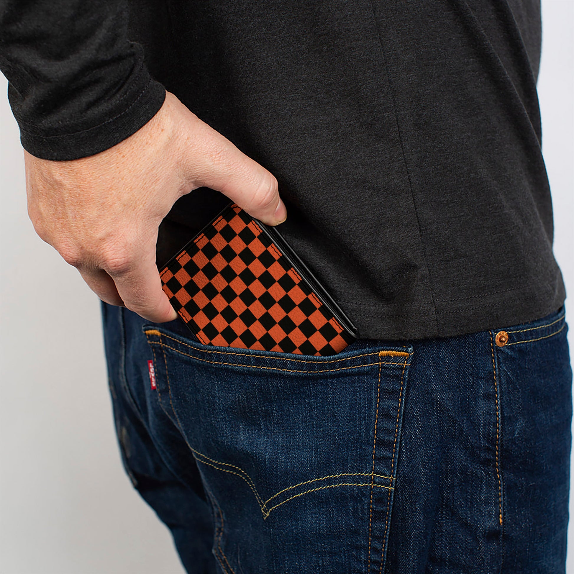 Bi-Fold Wallet - Checker Black Orange Bi-Fold Wallets Buckle-Down