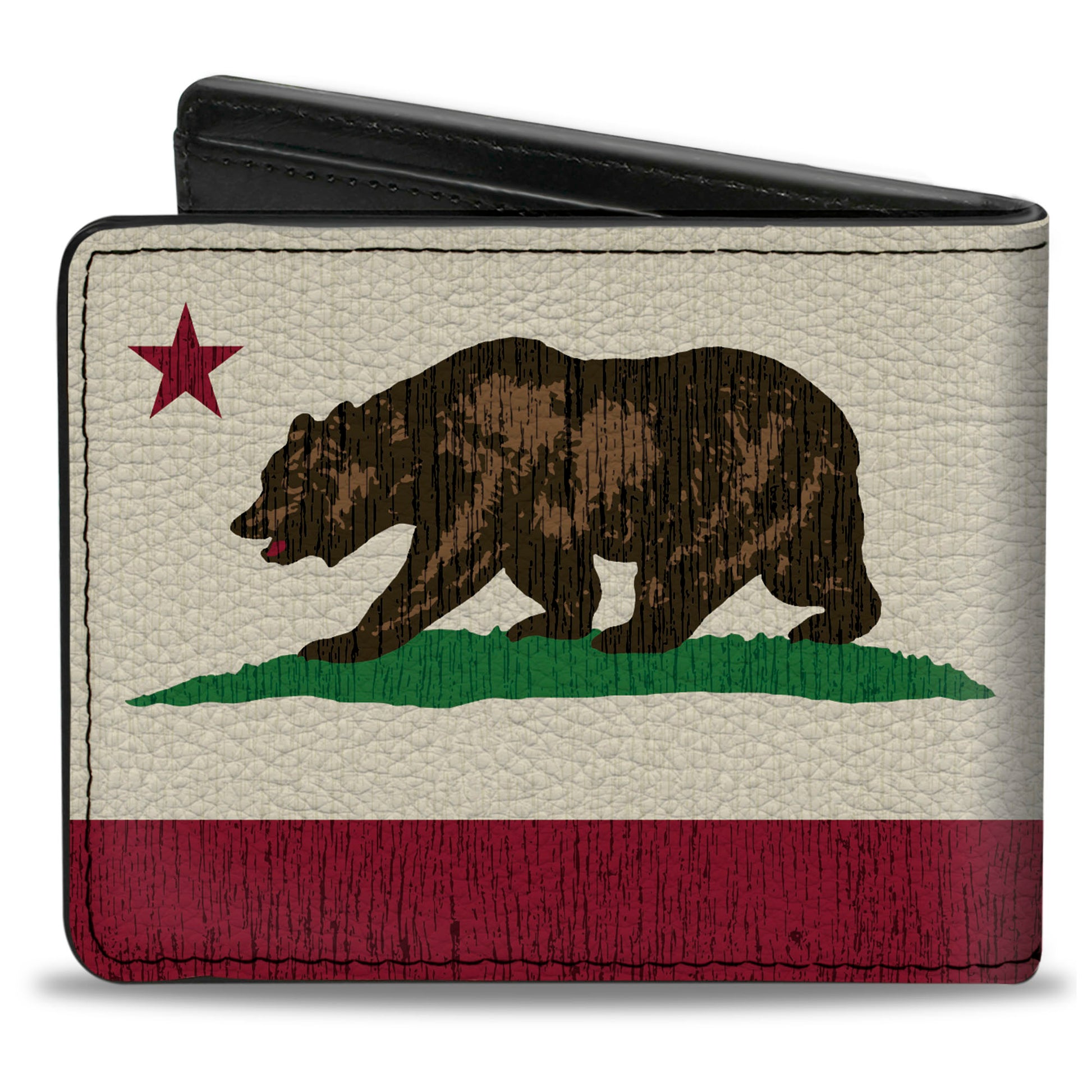 Bi-Fold Wallet - California Flag Bear Weathered White Bi-Fold Wallets Buckle-Down