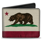 Bi-Fold Wallet - California Flag Bear Weathered White Bi-Fold Wallets Buckle-Down