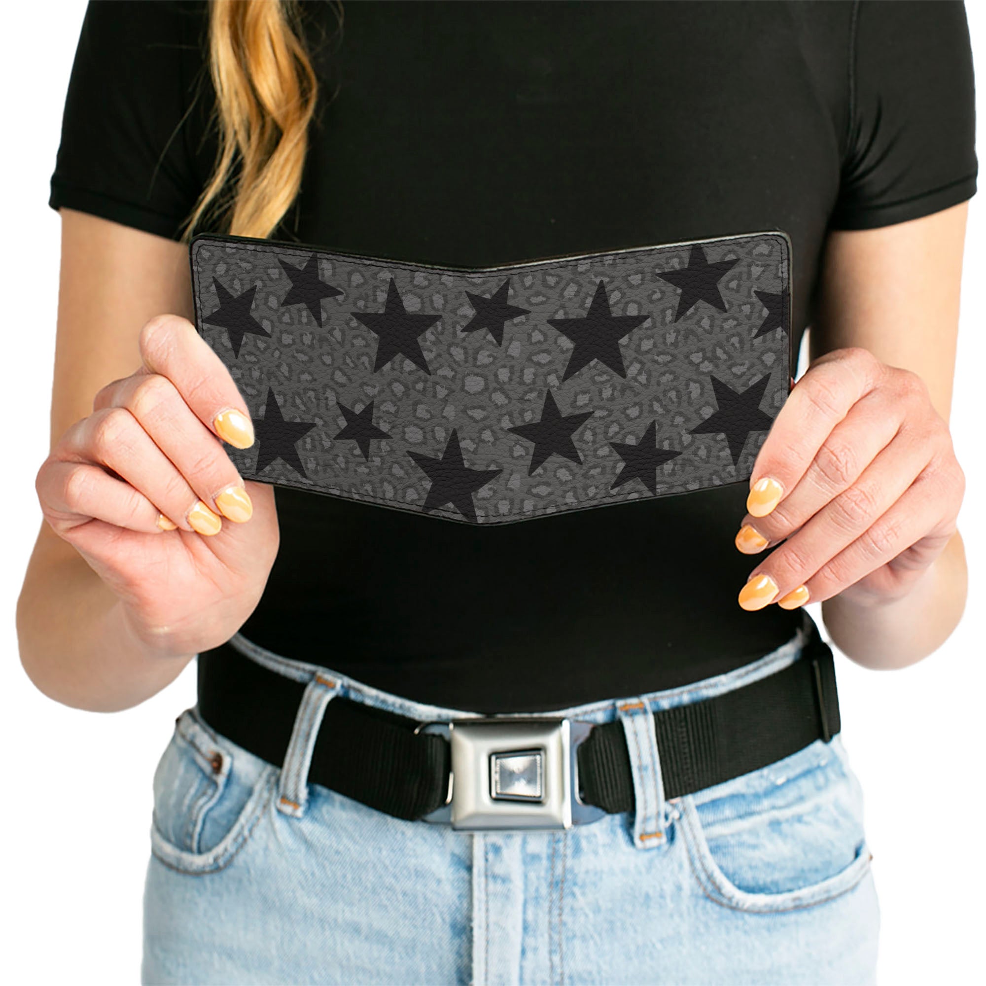 Bi-Fold Wallet - Cheetah Stars Gray Black Bi-Fold Wallets Buckle-Down