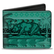 Bi-Fold Wallet - Cali Bear Palm Trees Geometric Green Bi-Fold Wallets Buckle-Down