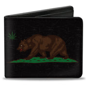 Bi-Fold Wallet - Cali Bear Pot Leaf Black Gray Green Bi-Fold Wallets Buckle-Down