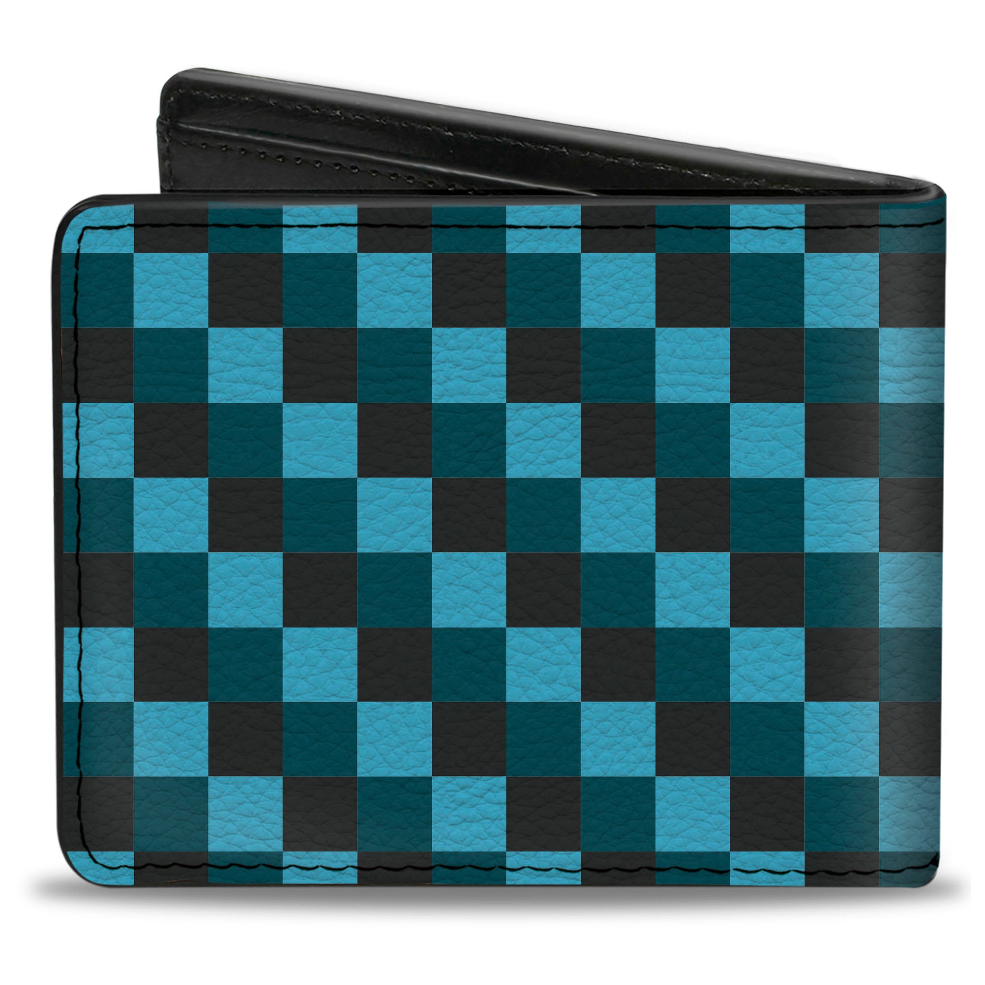 Bi-Fold Wallet - Checker Trio Baby Blue Black Turquoise Bi-Fold Wallets Buckle-Down