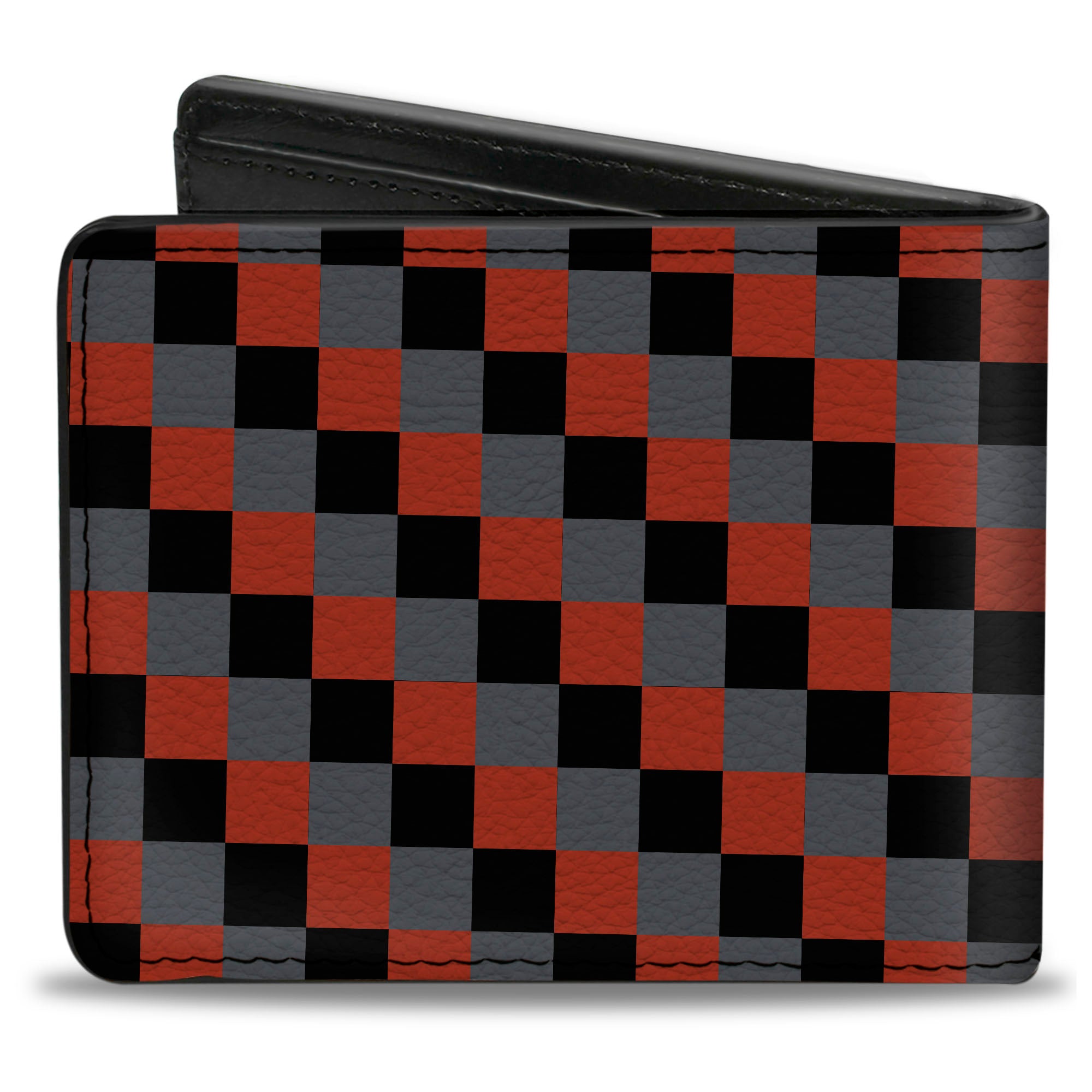 Bi-Fold Wallet - Checker Trio Gray Black Red Bi-Fold Wallets Buckle-Down