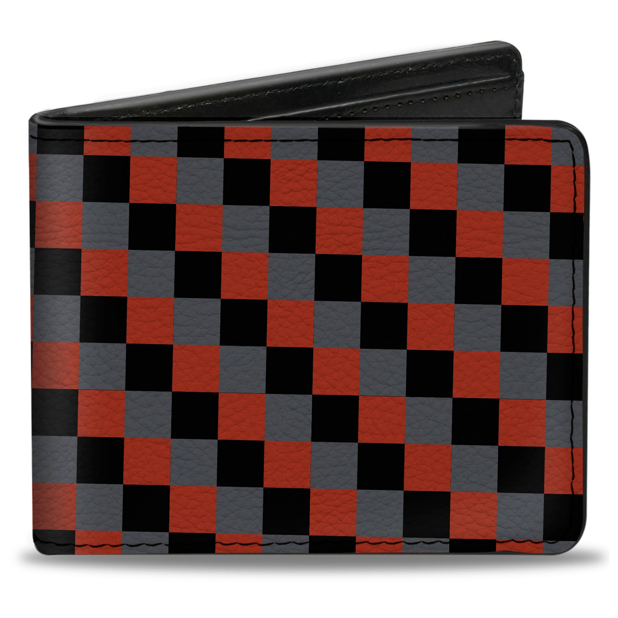 Bi-Fold Wallet - Checker Trio Gray Black Red Bi-Fold Wallets Buckle-Down