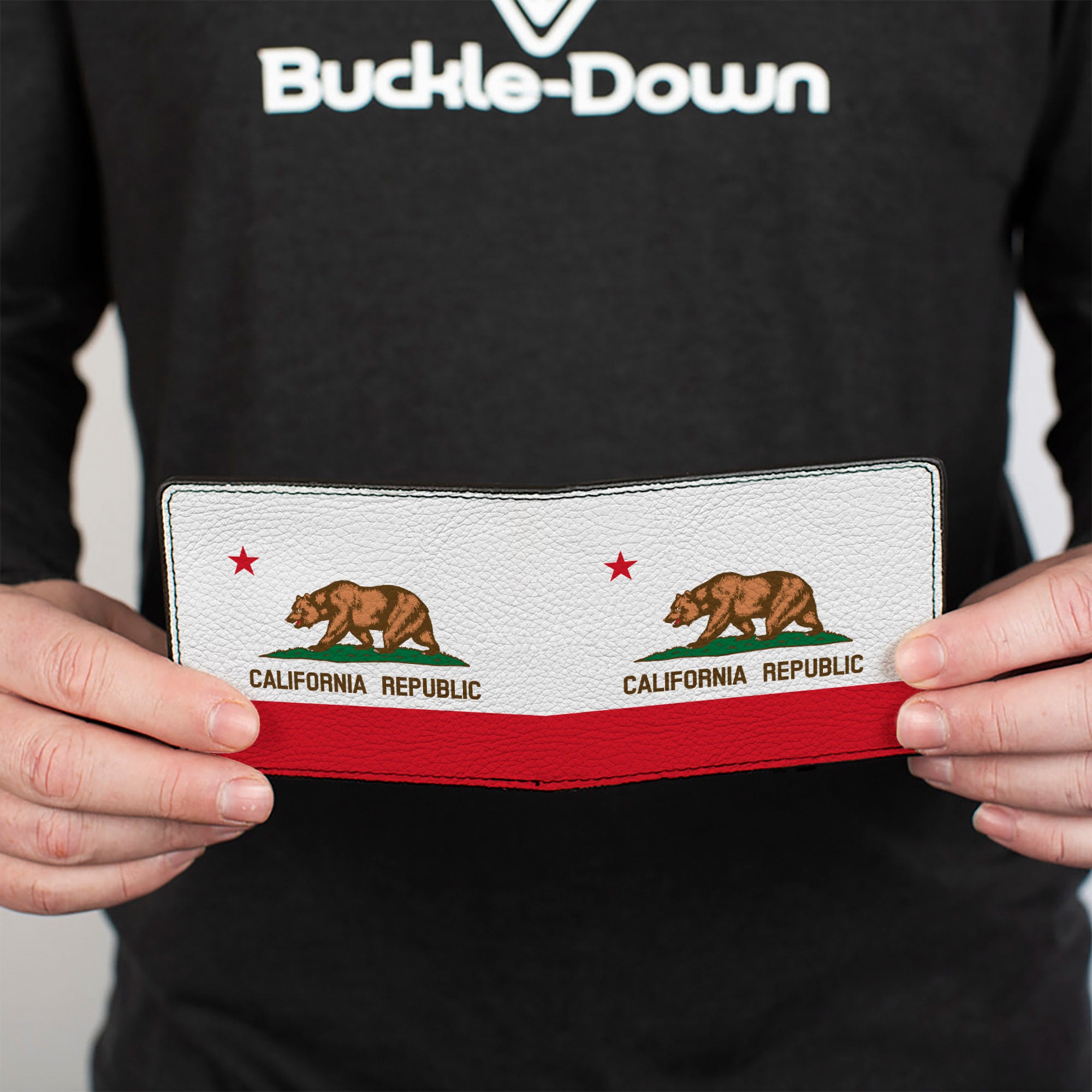 Bi-Fold Wallet - California Flag Repeat Black Bi-Fold Wallets Buckle-Down