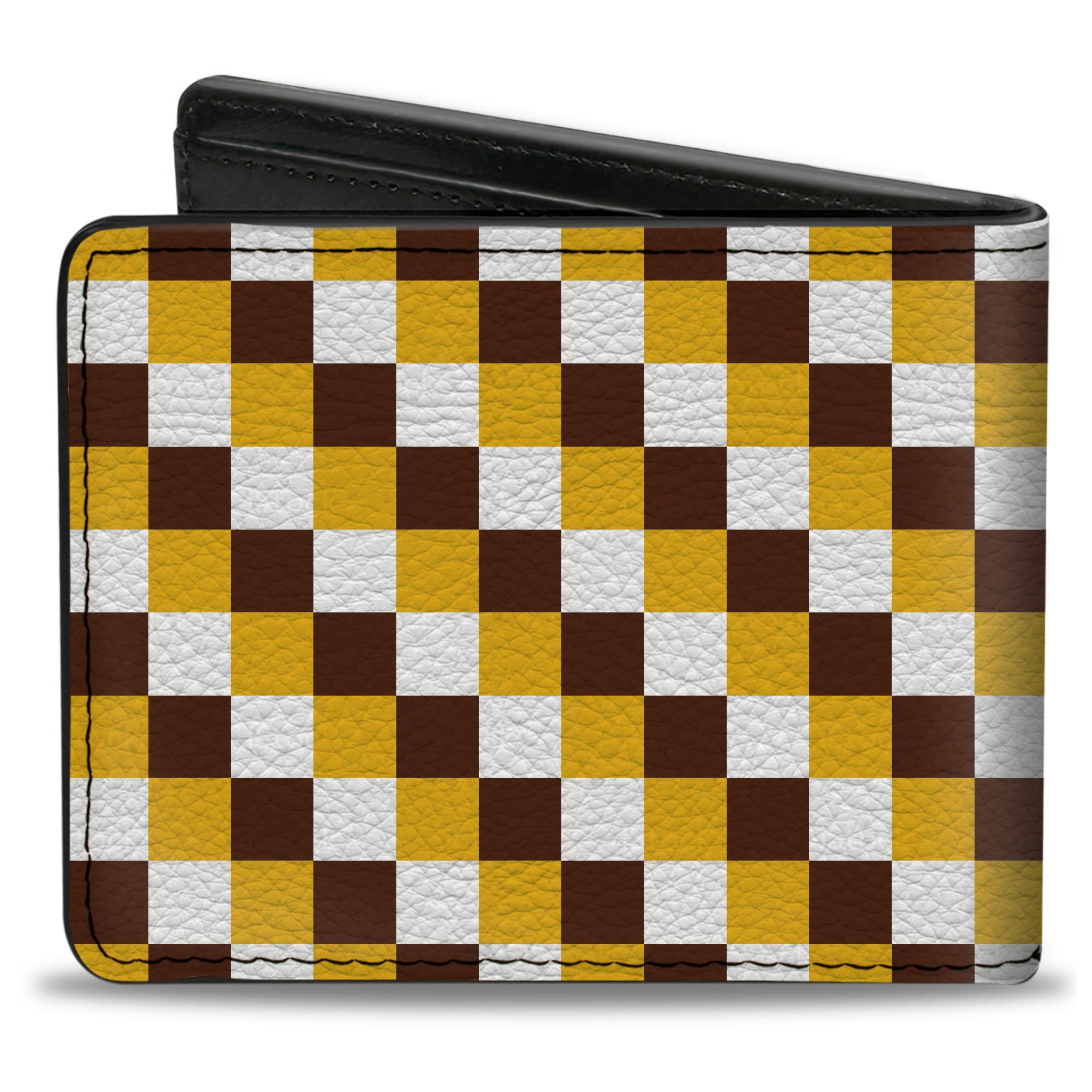 Bi-Fold Wallet - Checker White Gold Brown Bi-Fold Wallets Buckle-Down