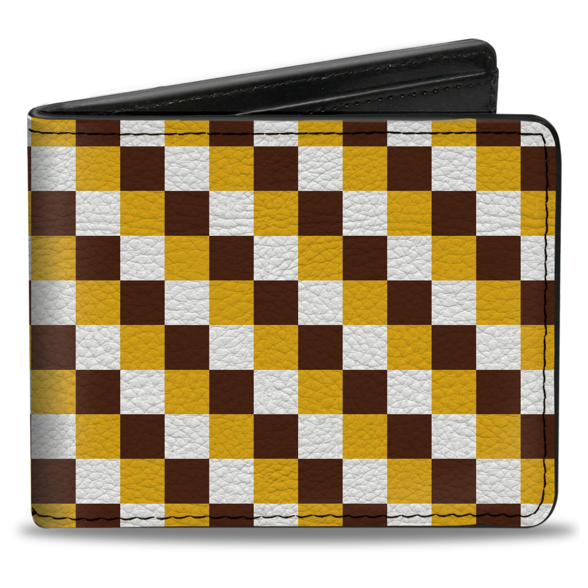 Bi-Fold Wallet - Checker White Gold Brown Bi-Fold Wallets Buckle-Down