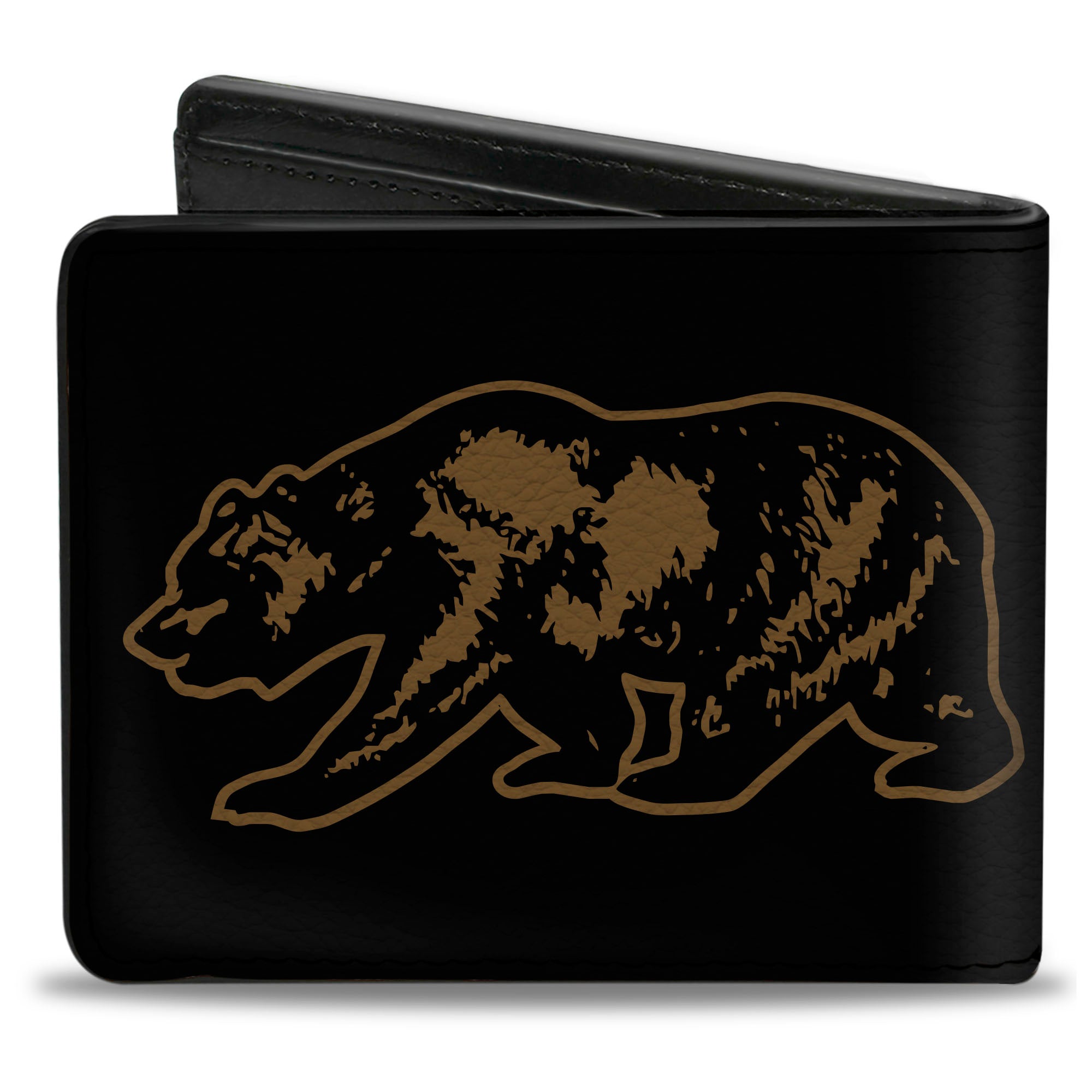 Bi-Fold Wallet - California Grizzly Bear Outline Black Brown Bi-Fold Wallets Buckle-Down