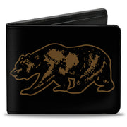 Bi-Fold Wallet - California Grizzly Bear Outline Black Brown Bi-Fold Wallets Buckle-Down
