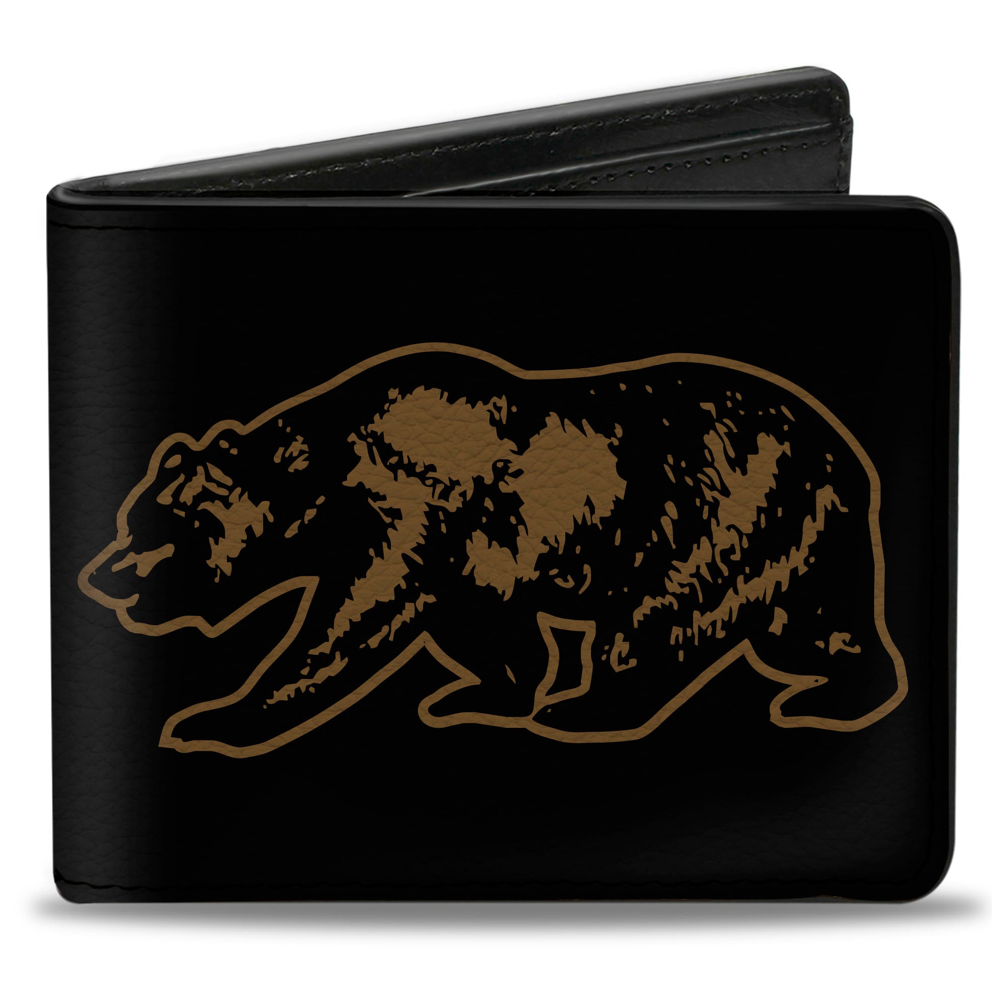 Bi-Fold Wallet - California Grizzly Bear Outline Black Brown Bi-Fold Wallets Buckle-Down
