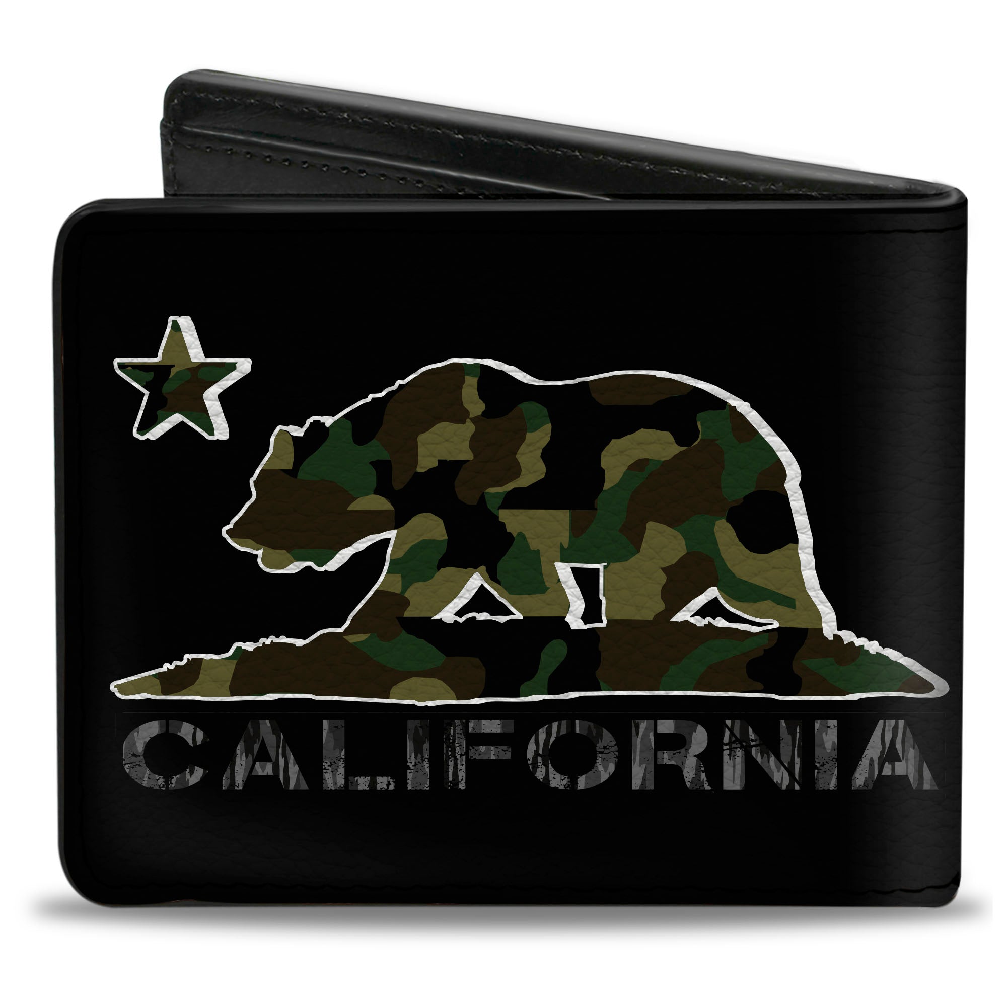 Bi-Fold Wallet - CALIFORNIA Flag Bear Black Camo Gray Camo Olive Bi-Fold Wallets Buckle-Down