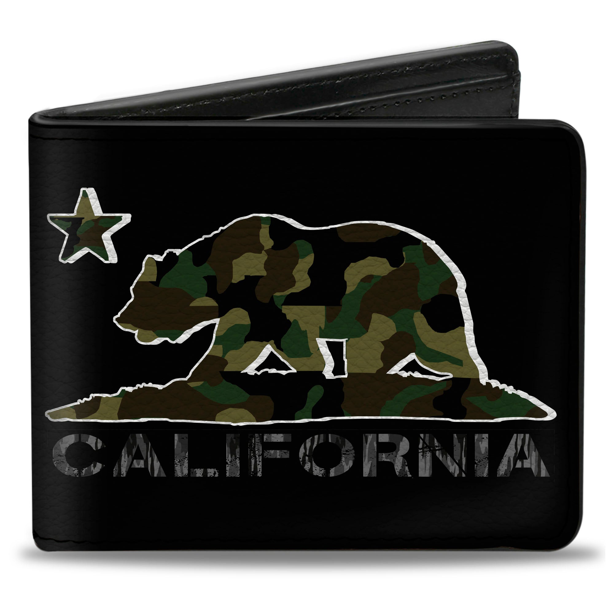 Bi-Fold Wallet - CALIFORNIA Flag Bear Black Camo Gray Camo Olive Bi-Fold Wallets Buckle-Down