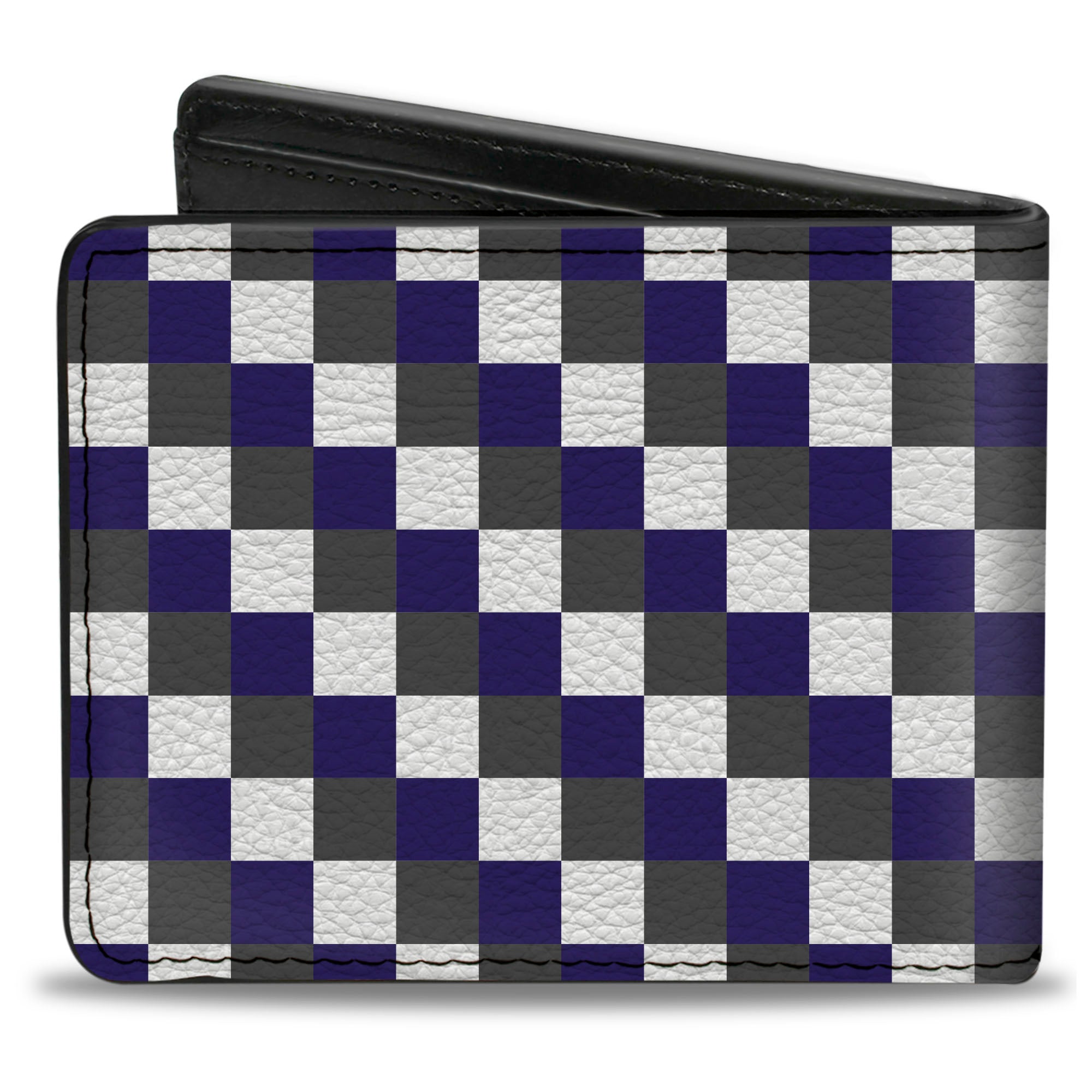 Bi-Fold Wallet - Checker Gray Purple White Bi-Fold Wallets Buckle-Down