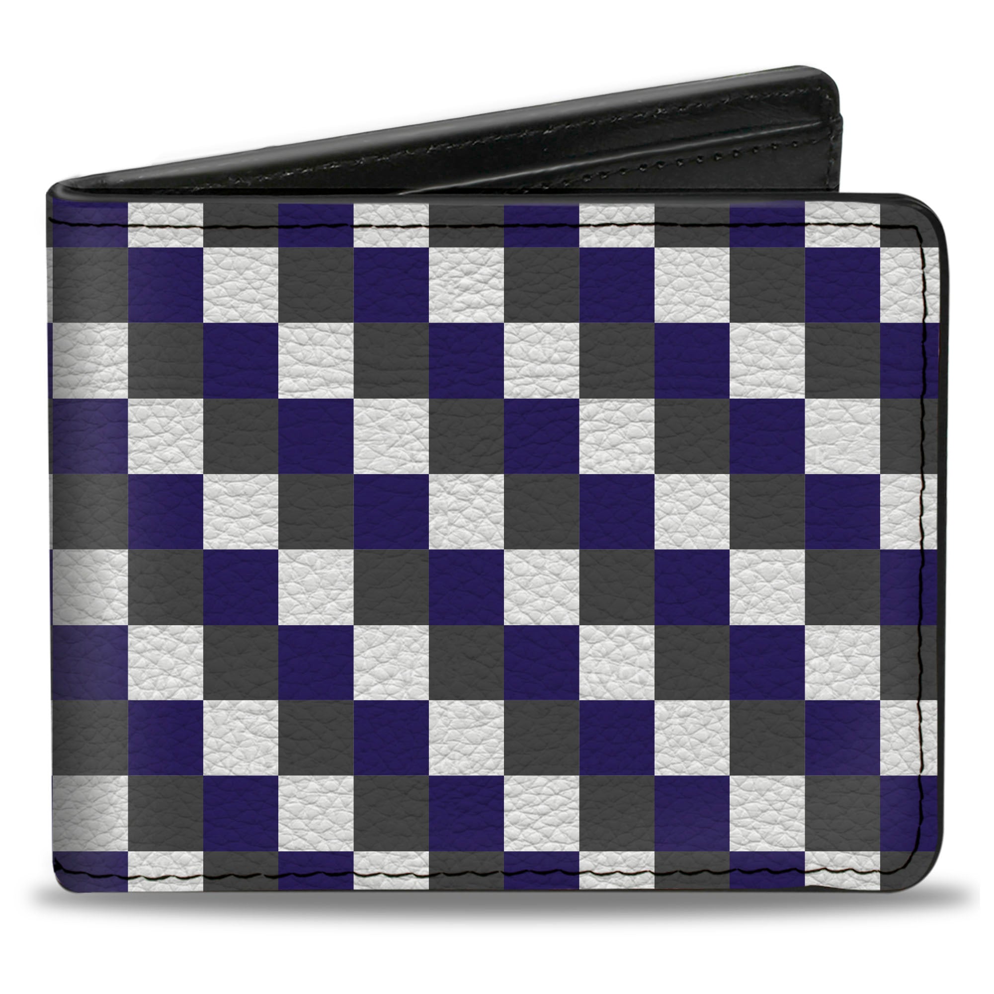 Bi-Fold Wallet - Checker Gray Purple White Bi-Fold Wallets Buckle-Down
