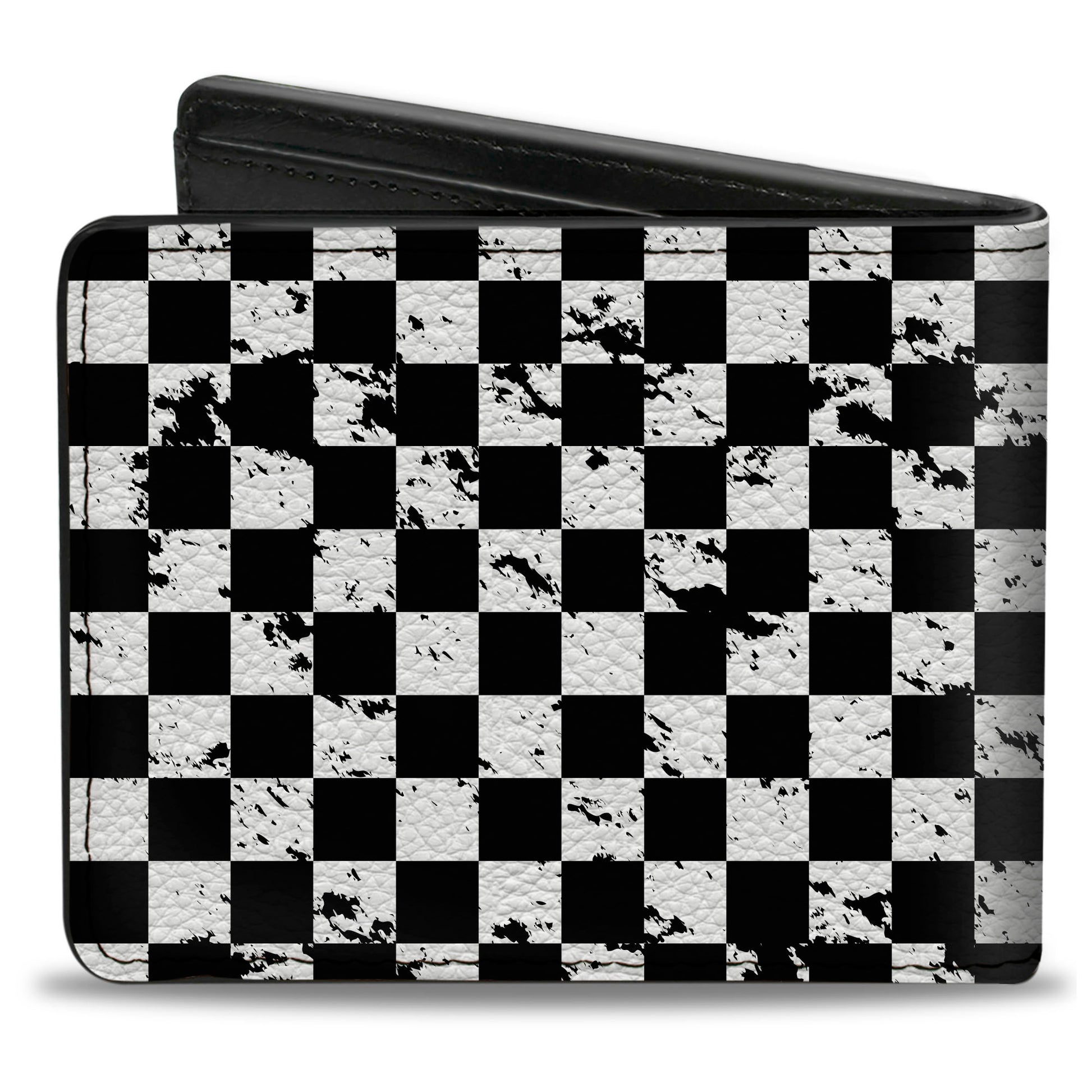 Bi-Fold Wallet - Checker Weathered2 Black White Bi-Fold Wallets Buckle-Down