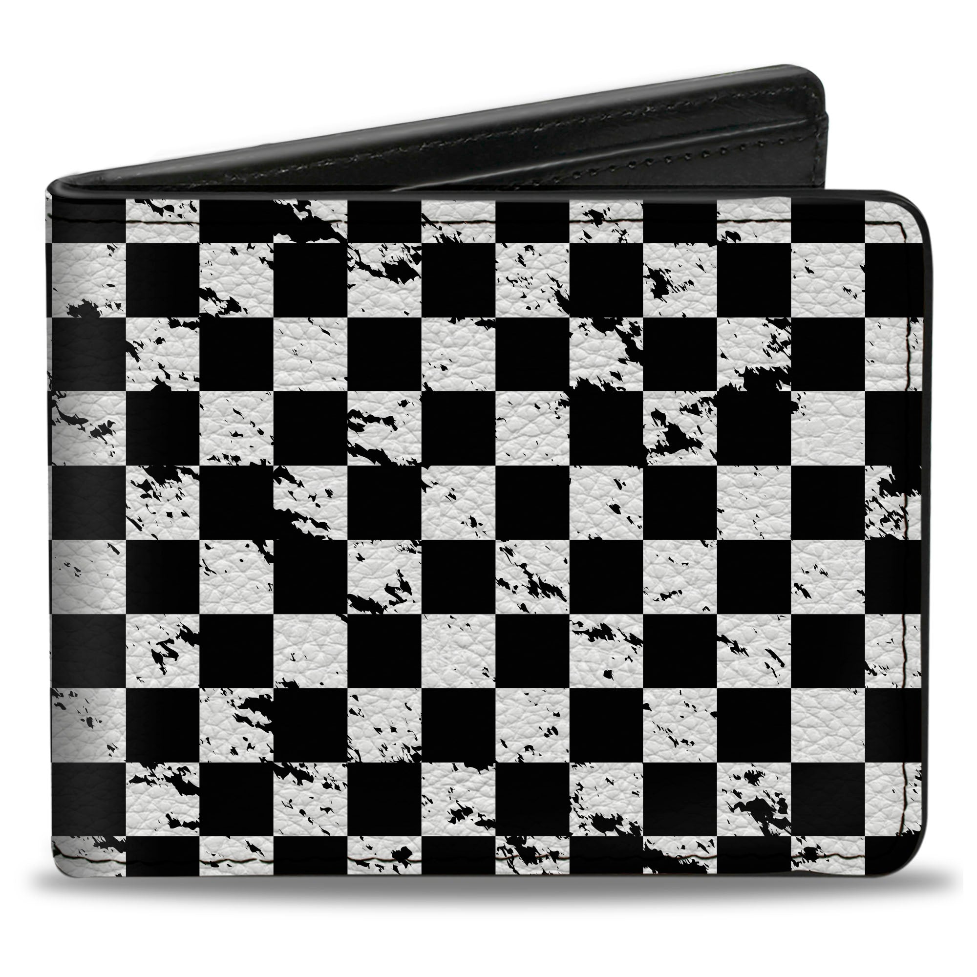Bi-Fold Wallet - Checker Weathered2 Black White Bi-Fold Wallets Buckle-Down