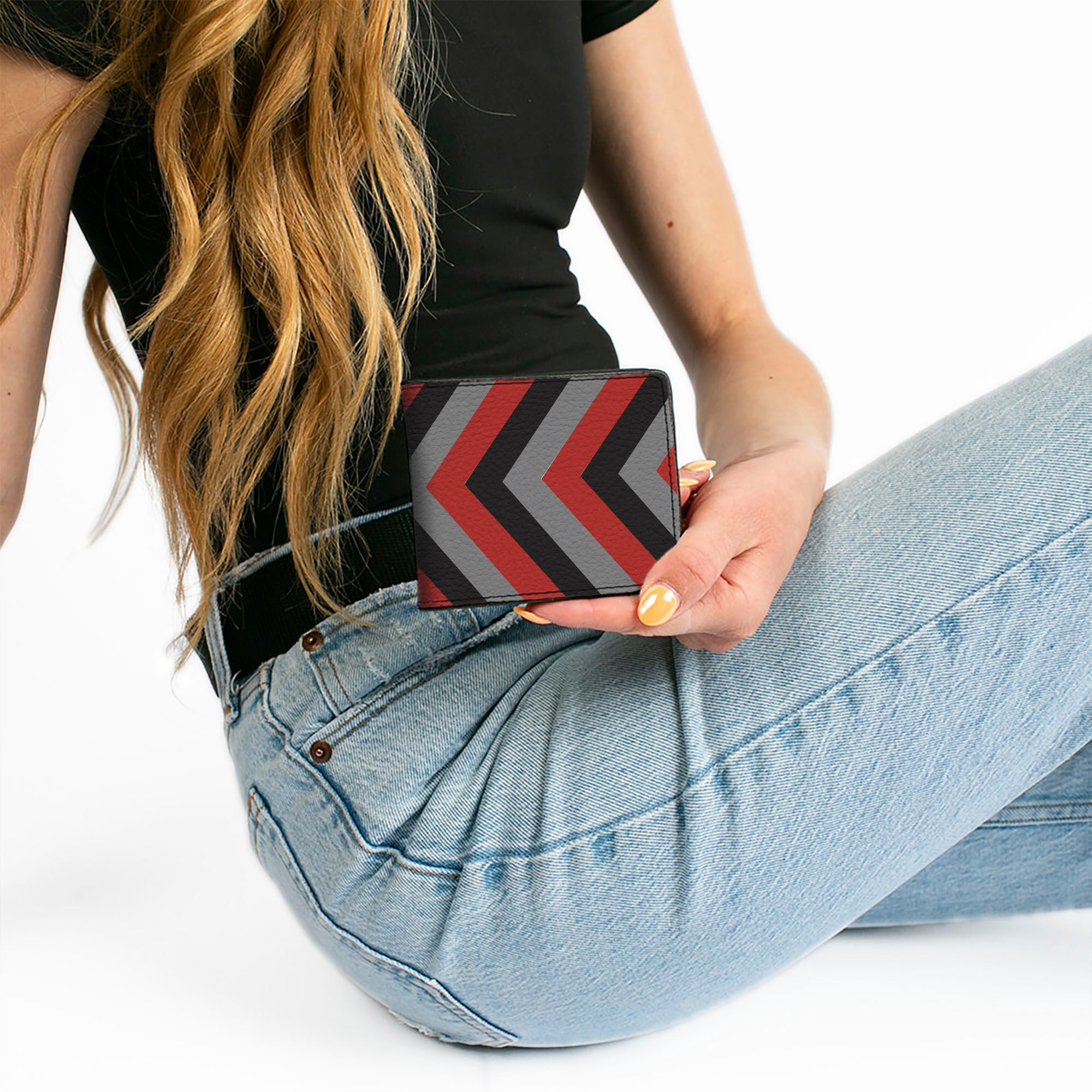 Bi-Fold Wallet - Chevron Red Black Gray Bi-Fold Wallets Buckle-Down