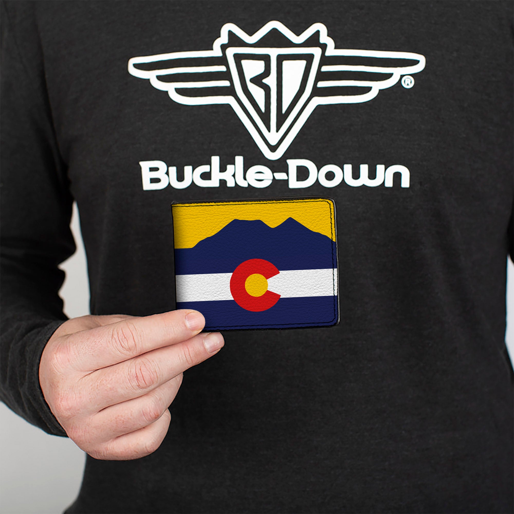 Bi-Fold Wallet - Colorado Flag Mountain Silhouette Yellow Bi-Fold Wallets Buckle-Down