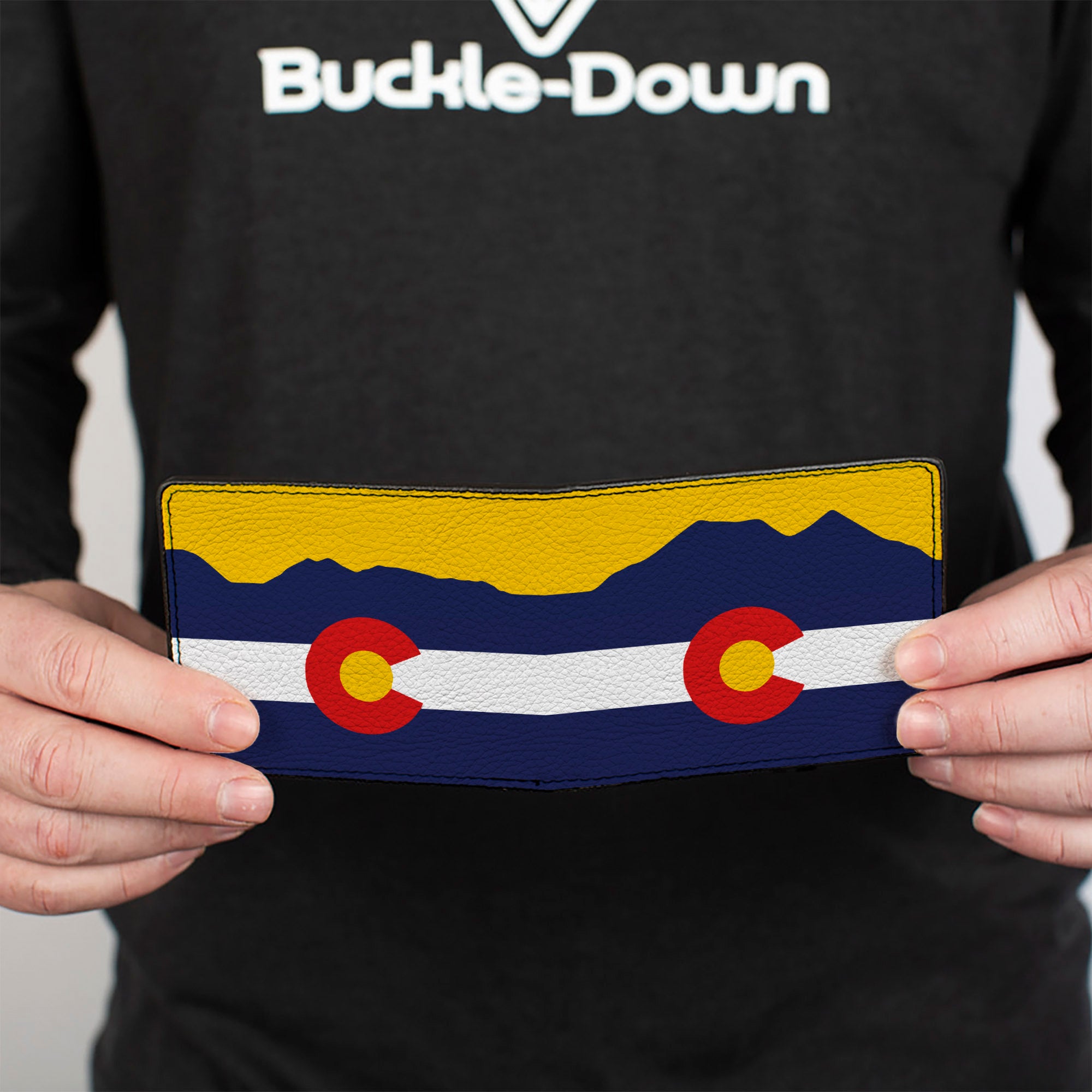 Bi-Fold Wallet - Colorado Flag Mountain Silhouette Yellow Bi-Fold Wallets Buckle-Down