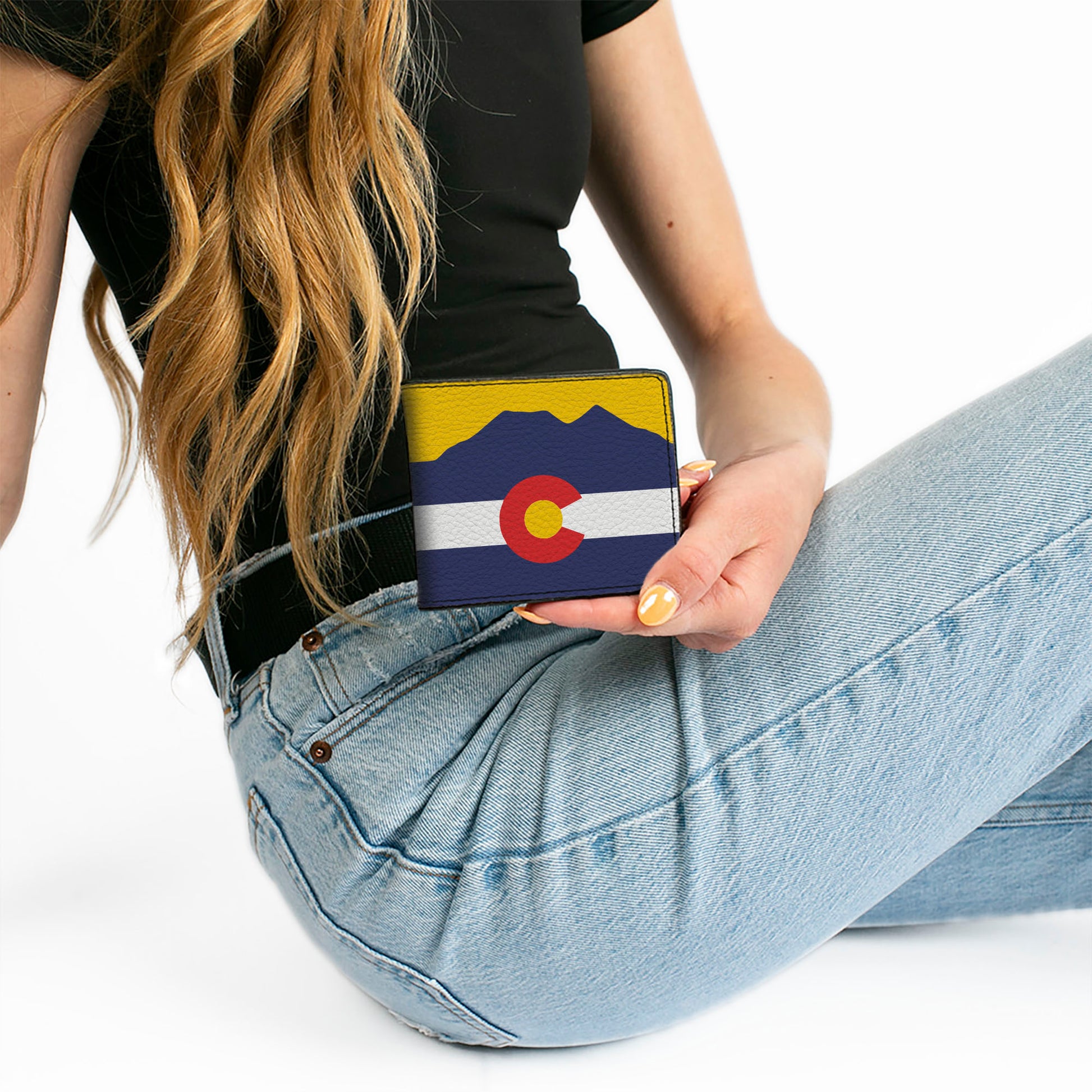Bi-Fold Wallet - Colorado Flag Mountain Silhouette Yellow Bi-Fold Wallets Buckle-Down