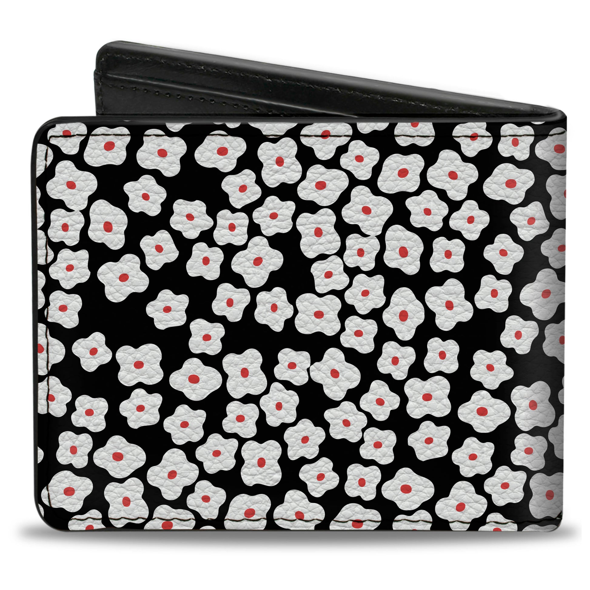 Bi-Fold Wallet - Ditsy Floral Black White Red Bi-Fold Wallets Buckle-Down