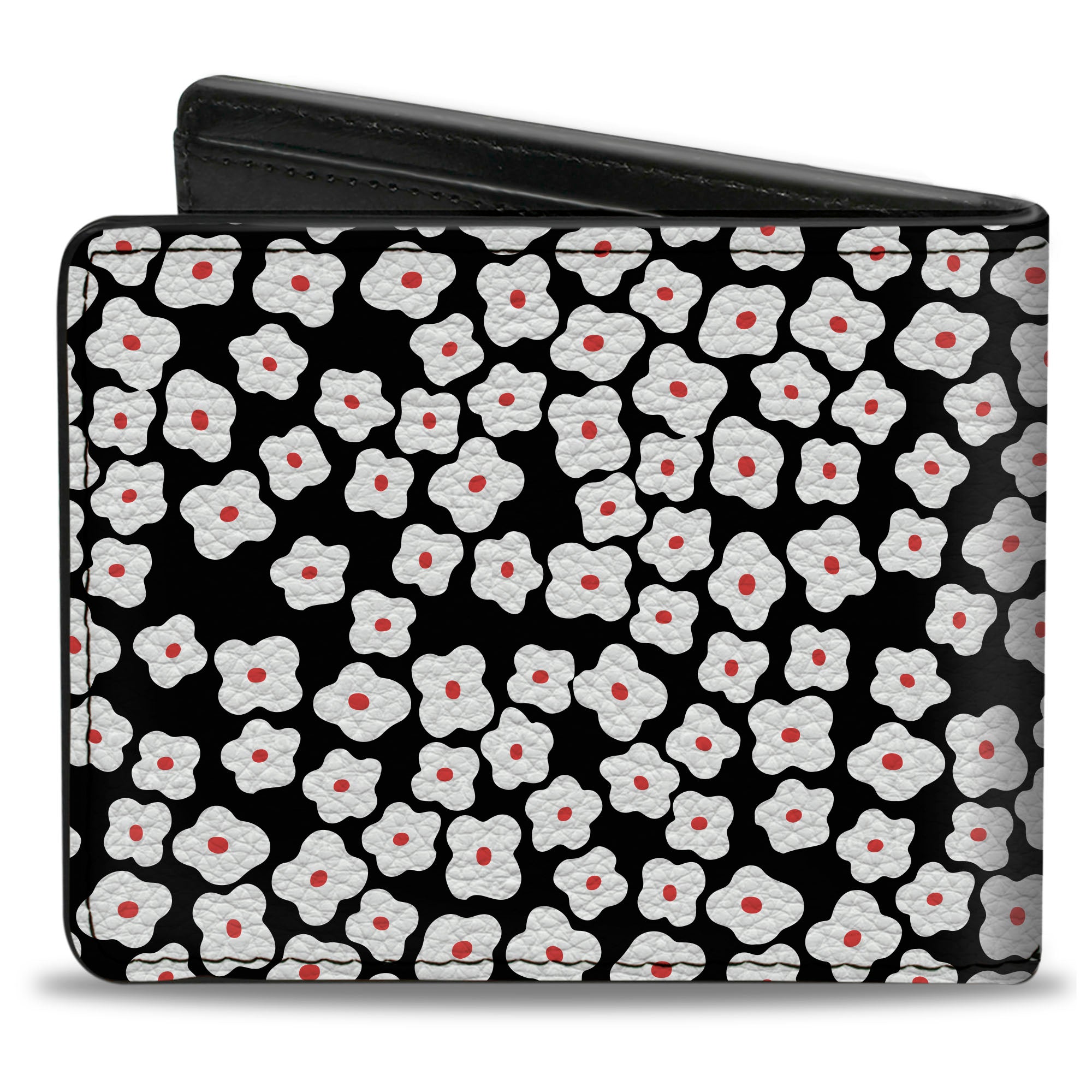 Bi-Fold Wallet - Ditsy Floral Black White Red Bi-Fold Wallets Buckle-Down