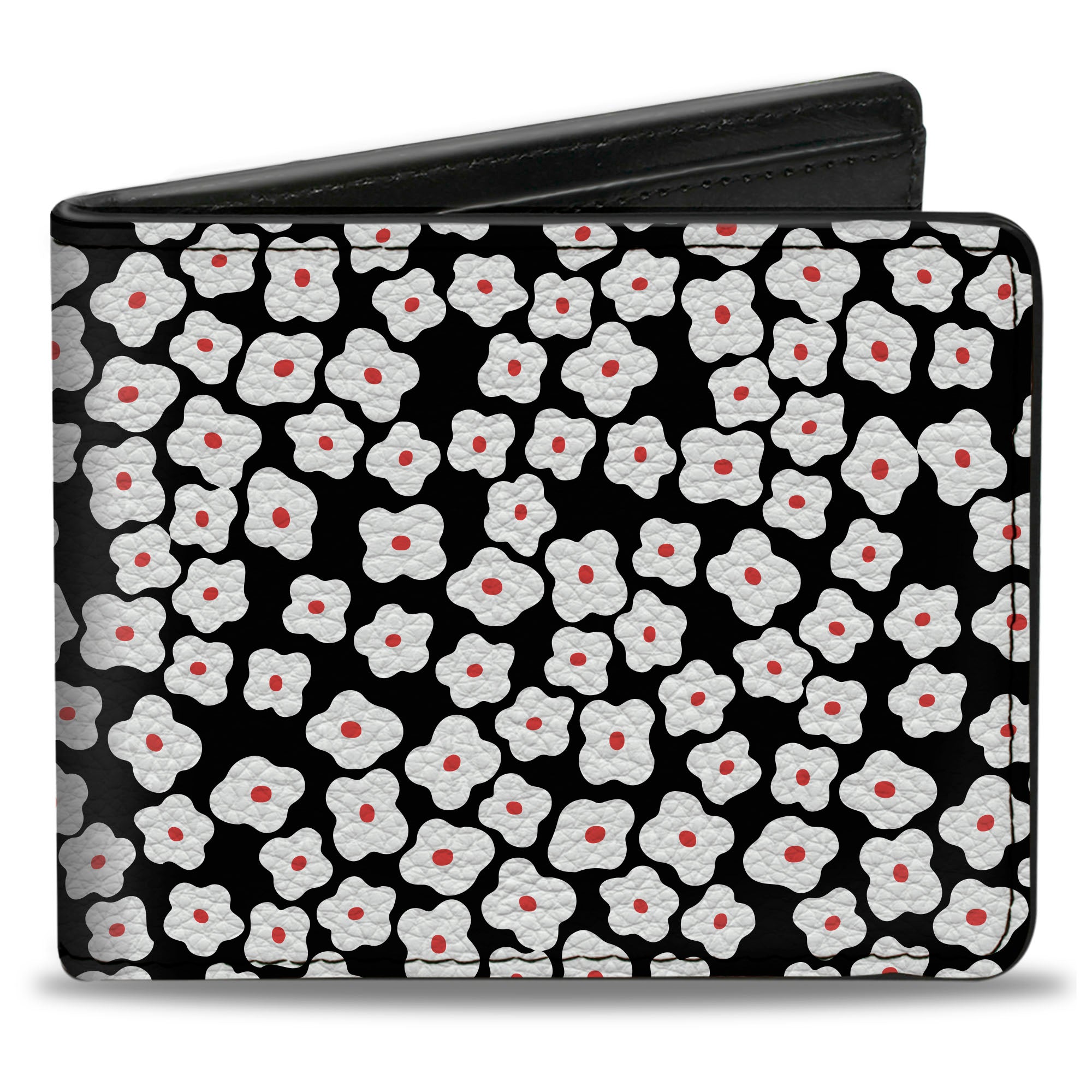 Bi-Fold Wallet - Ditsy Floral Black White Red Bi-Fold Wallets Buckle-Down