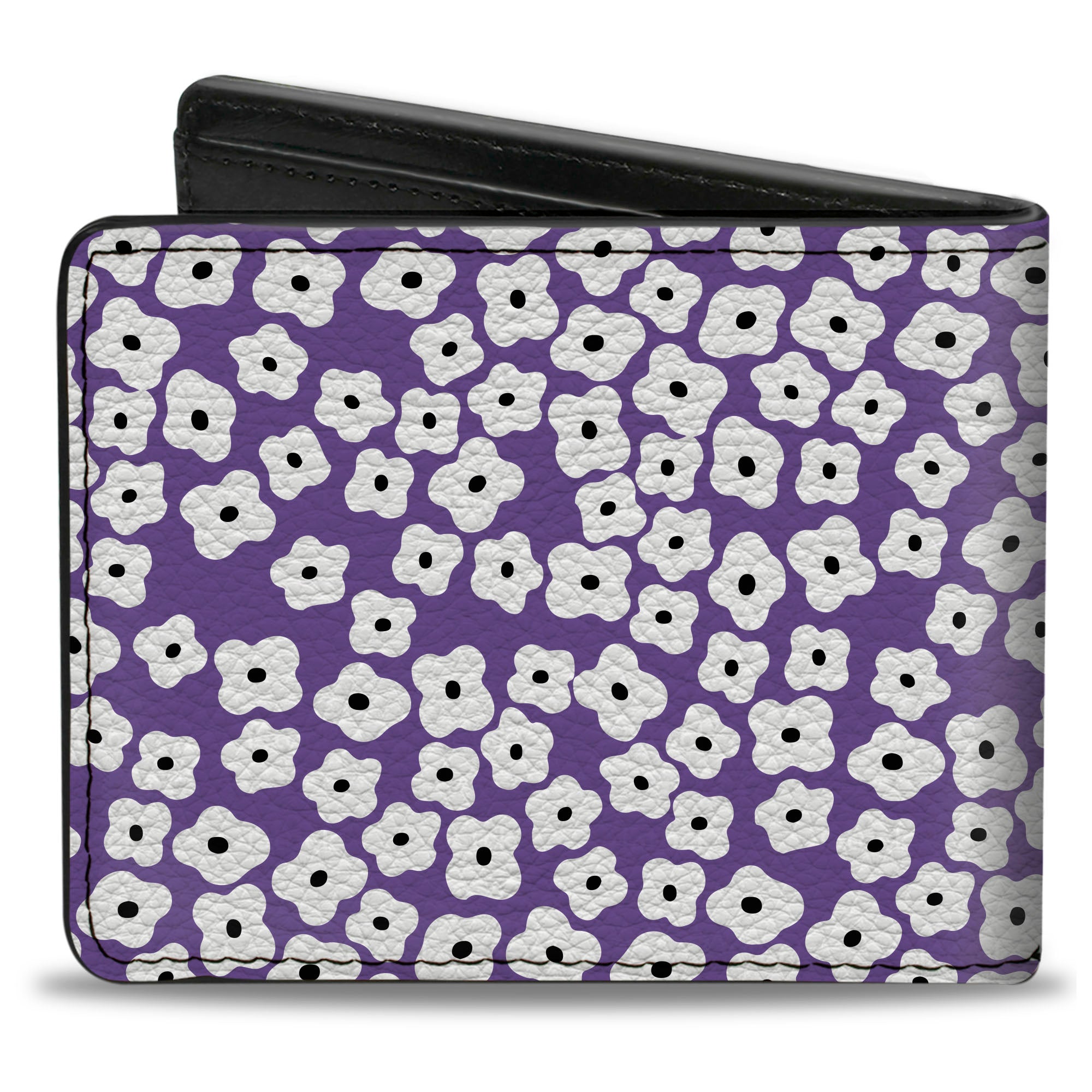 Bi-Fold Wallet - Ditsy Floral Lavender White Black Bi-Fold Wallets Buckle-Down