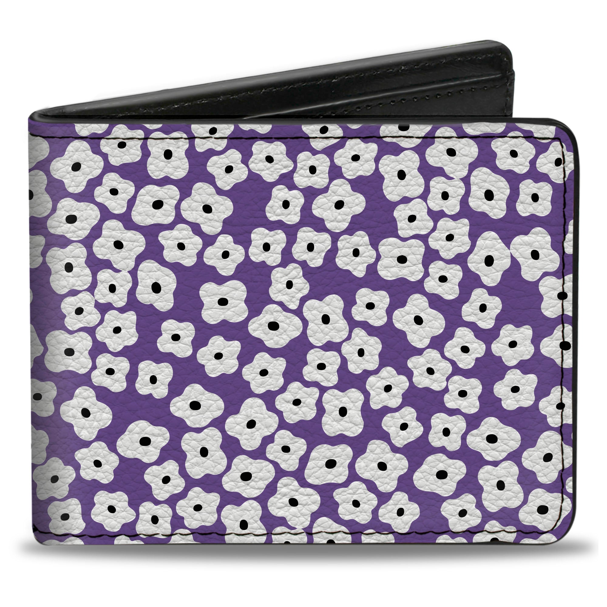 Bi-Fold Wallet - Ditsy Floral Lavender White Black Bi-Fold Wallets Buckle-Down