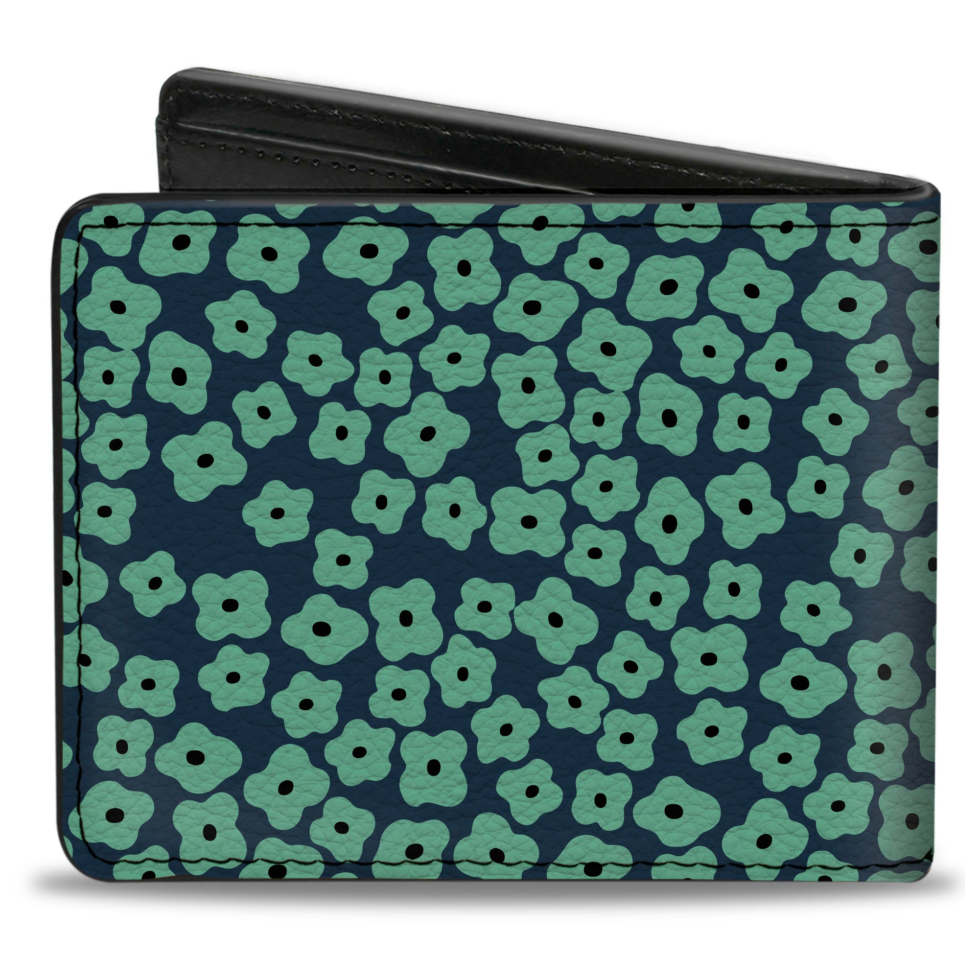 Bi-Fold Wallet - Ditsy Floral Teal Light Teal Teal Bi-Fold Wallets Buckle-Down
