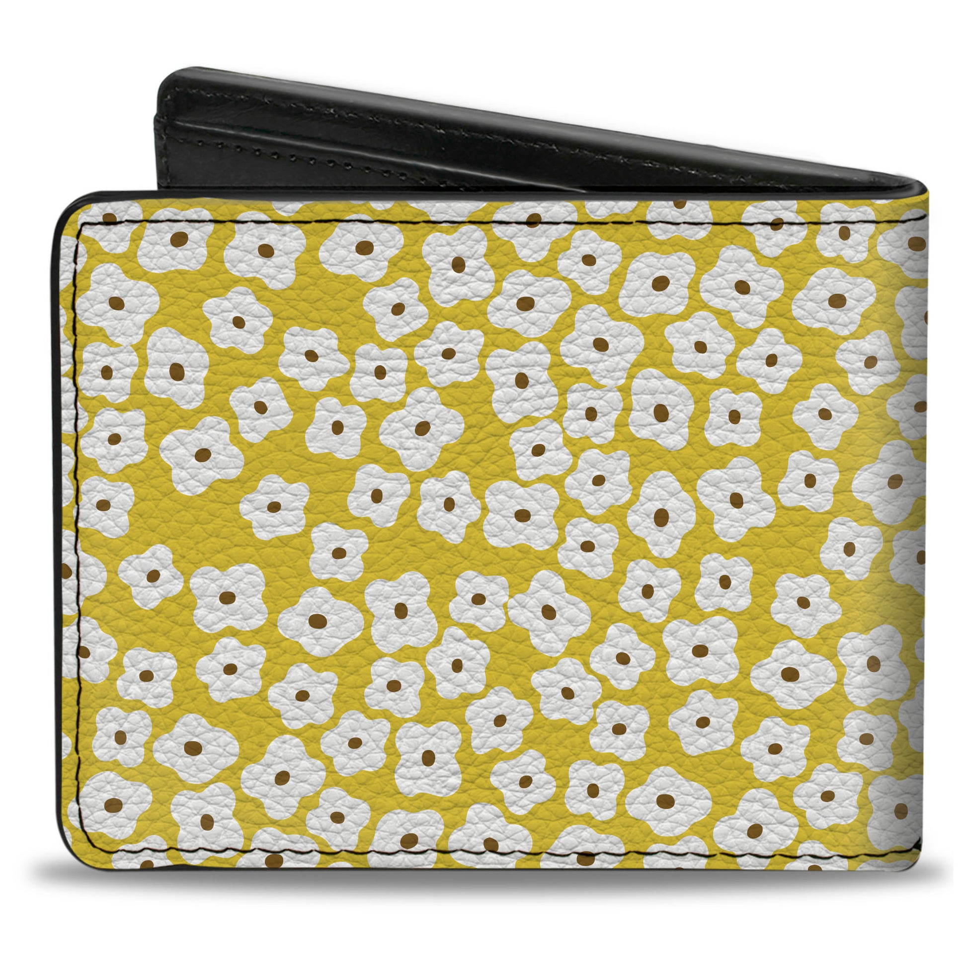 Bi-Fold Wallet - Ditsy Floral Yellow White Brown Bi-Fold Wallets Buckle-Down