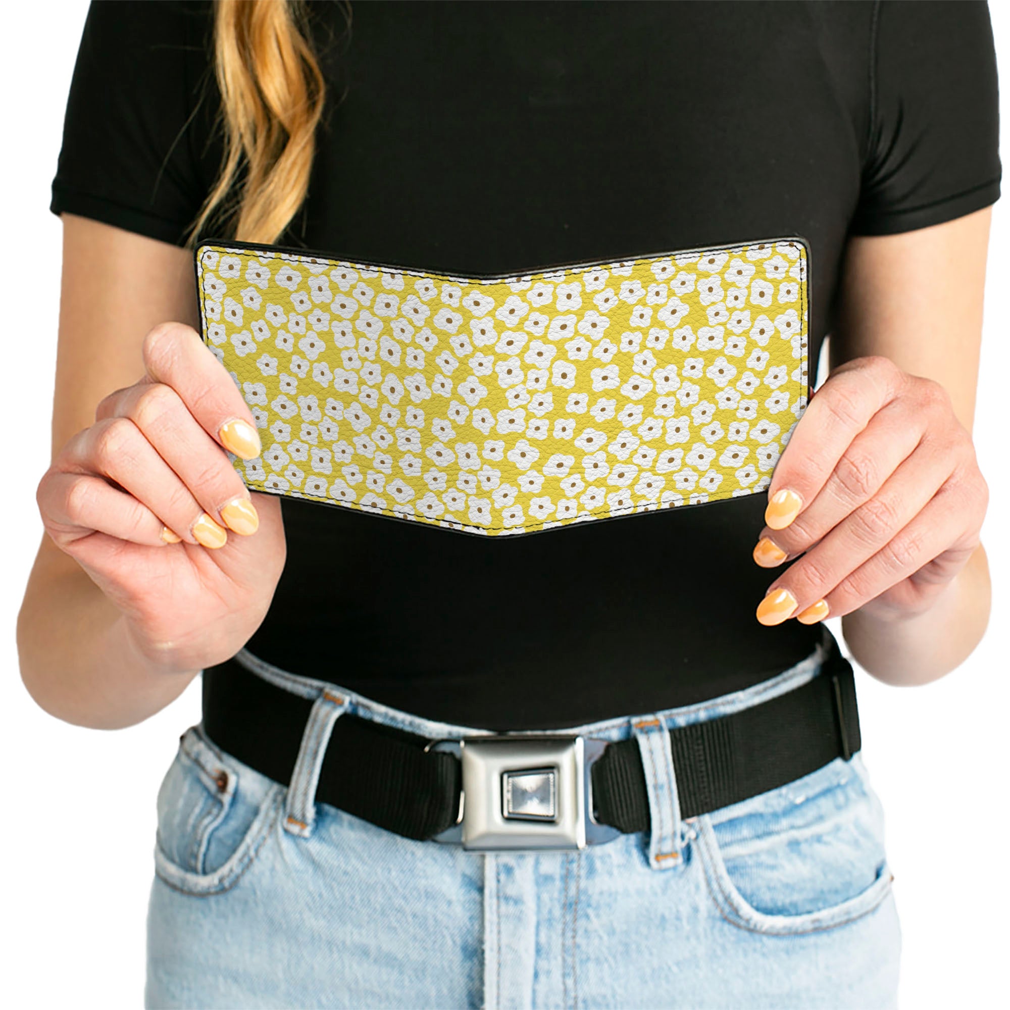Bi-Fold Wallet - Ditsy Floral Yellow White Brown Bi-Fold Wallets Buckle-Down