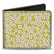 Bi-Fold Wallet - Ditsy Floral Yellow White Brown Bi-Fold Wallets Buckle-Down