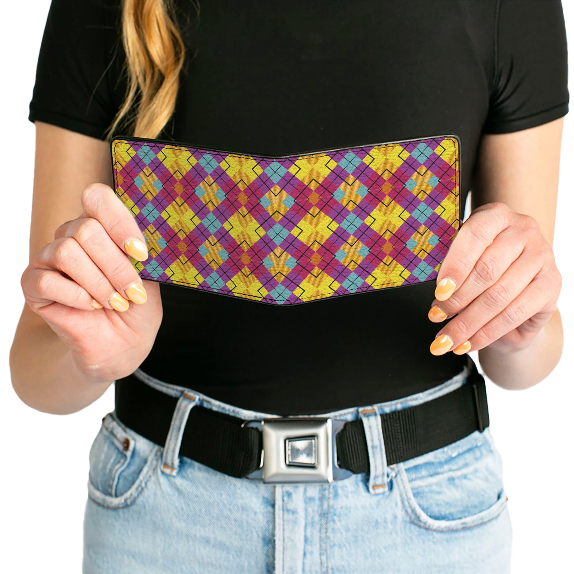 Bi-Fold Wallet - Diamond Plaid Orange Yellow Blue Purple Fuchsia Bi-Fold Wallets Buckle-Down