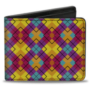 Bi-Fold Wallet - Diamond Plaid Orange Yellow Blue Purple Fuchsia Bi-Fold Wallets Buckle-Down