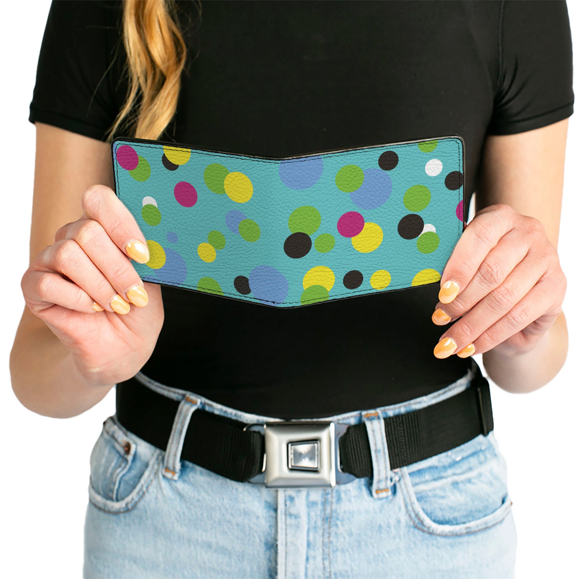 Bi-Fold Wallet - Dots Seafoam Green Multi Pastel Bi-Fold Wallets Buckle-Down