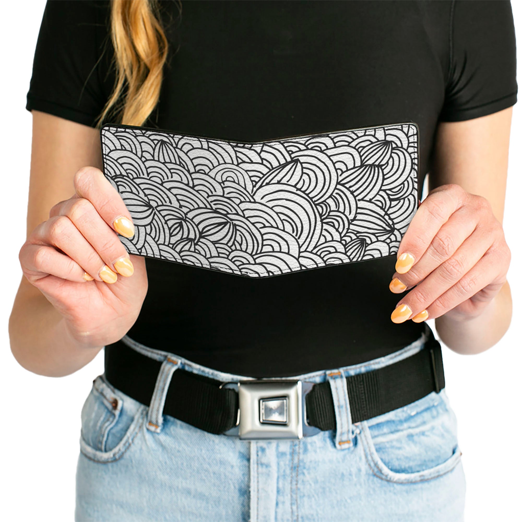 Bi-Fold Wallet - Doodle1 White Black Bi-Fold Wallets Buckle-Down