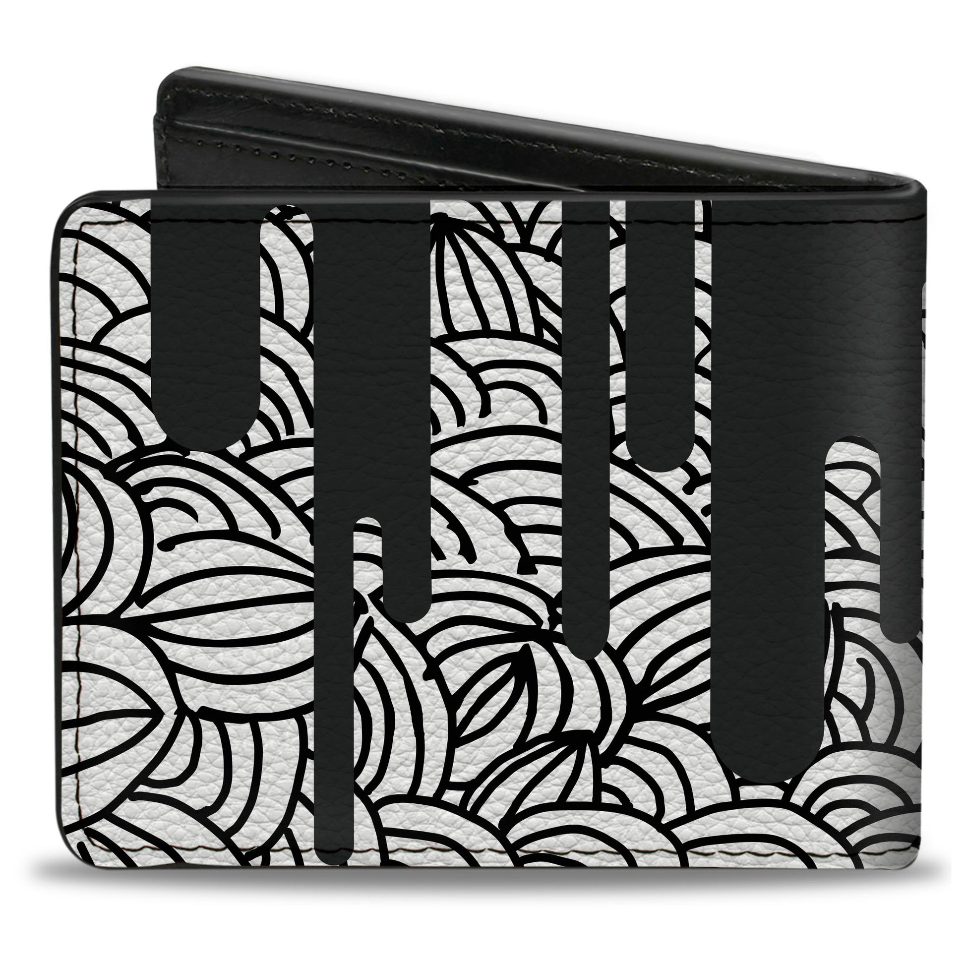 Bi-Fold Wallet - Doodle1 Paint Drips White Black Bi-Fold Wallets Buckle-Down