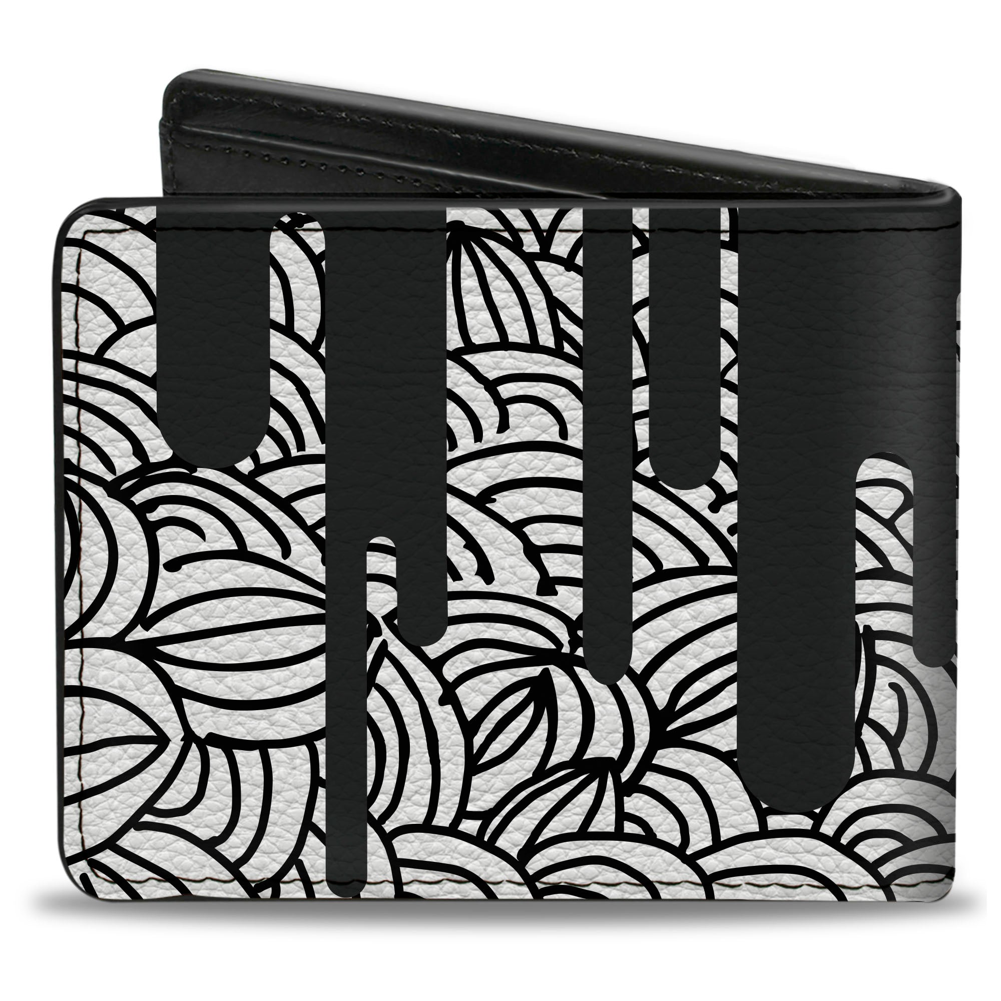 Bi-Fold Wallet - Doodle1 Paint Drips White Black Bi-Fold Wallets Buckle-Down