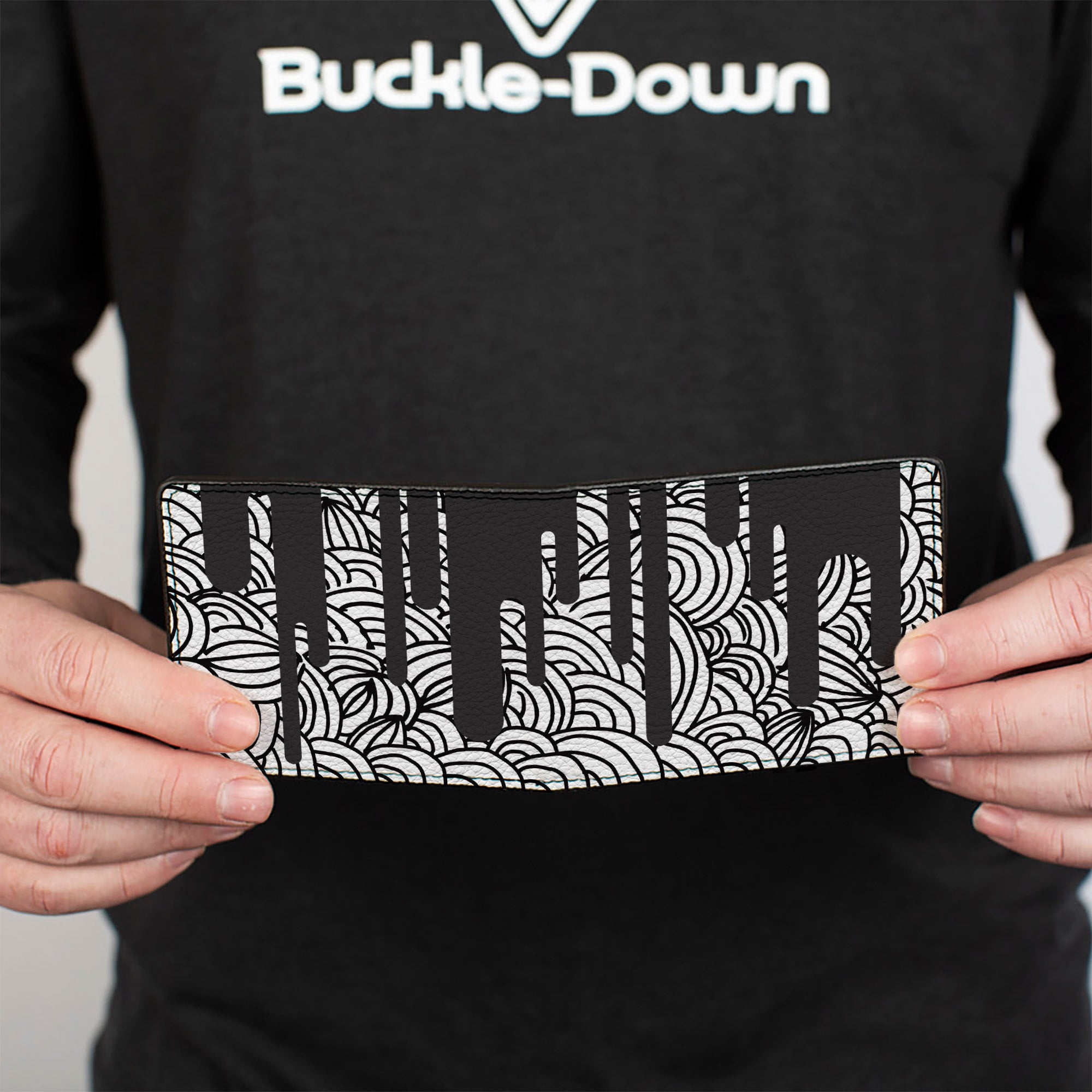 Bi-Fold Wallet - Doodle1 Paint Drips White Black Bi-Fold Wallets Buckle-Down