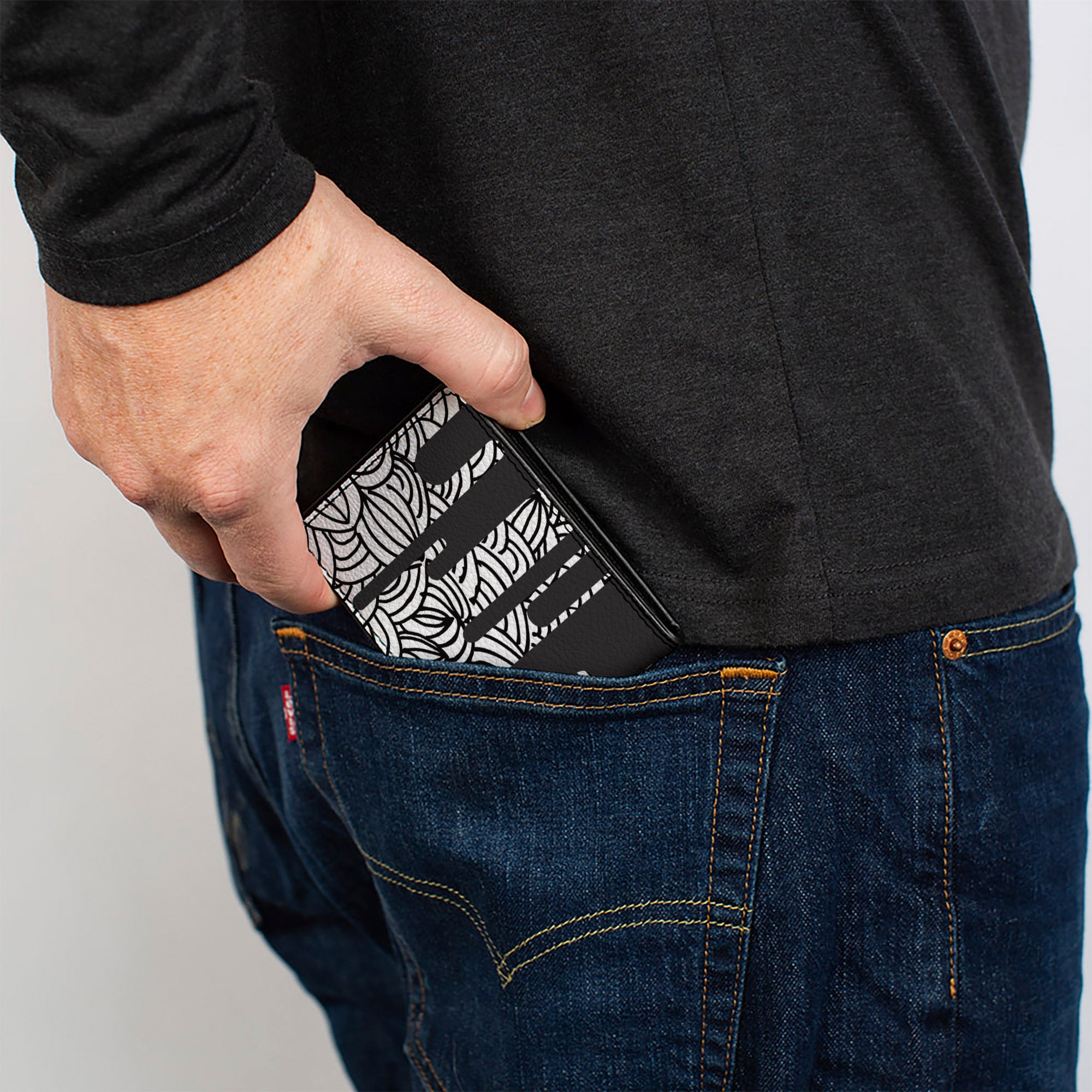 Bi-Fold Wallet - Doodle1 Paint Drips White Black Bi-Fold Wallets Buckle-Down